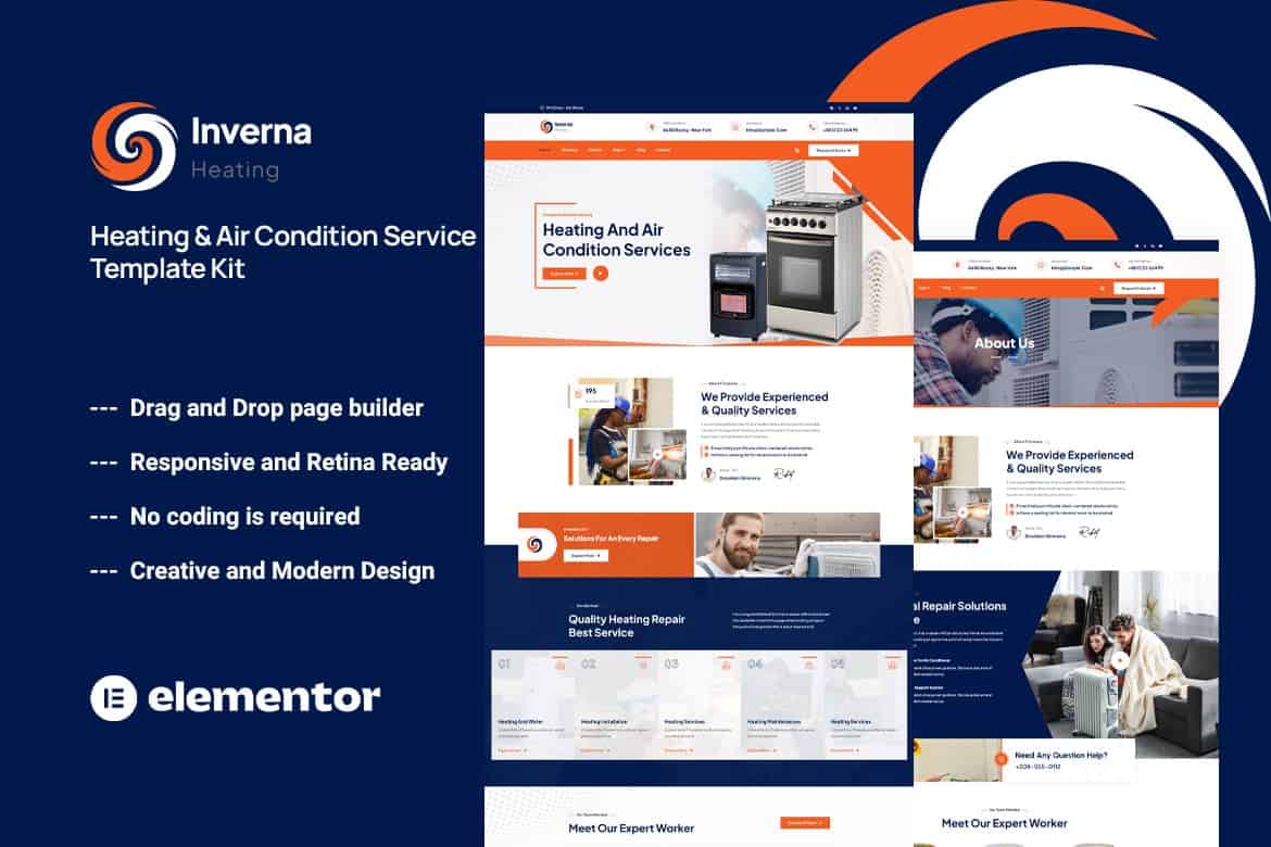 Inverna – Heating & Air Condition Service Template Kit