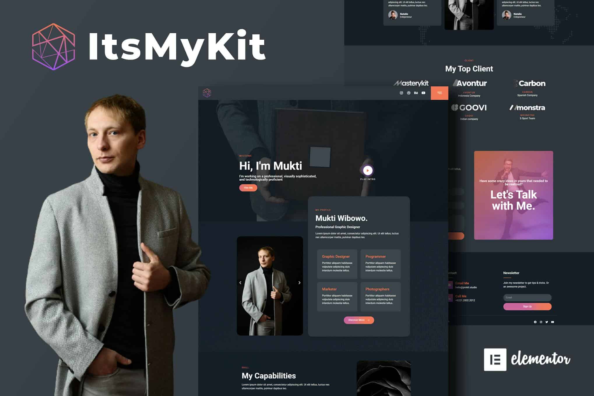 ItsMyKit - Dark Creative Portfolio Elementor Template Kit