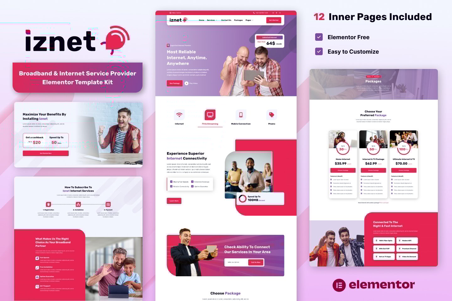 iZnet – Broadband & Internet Service Provider Elementor Template Kit