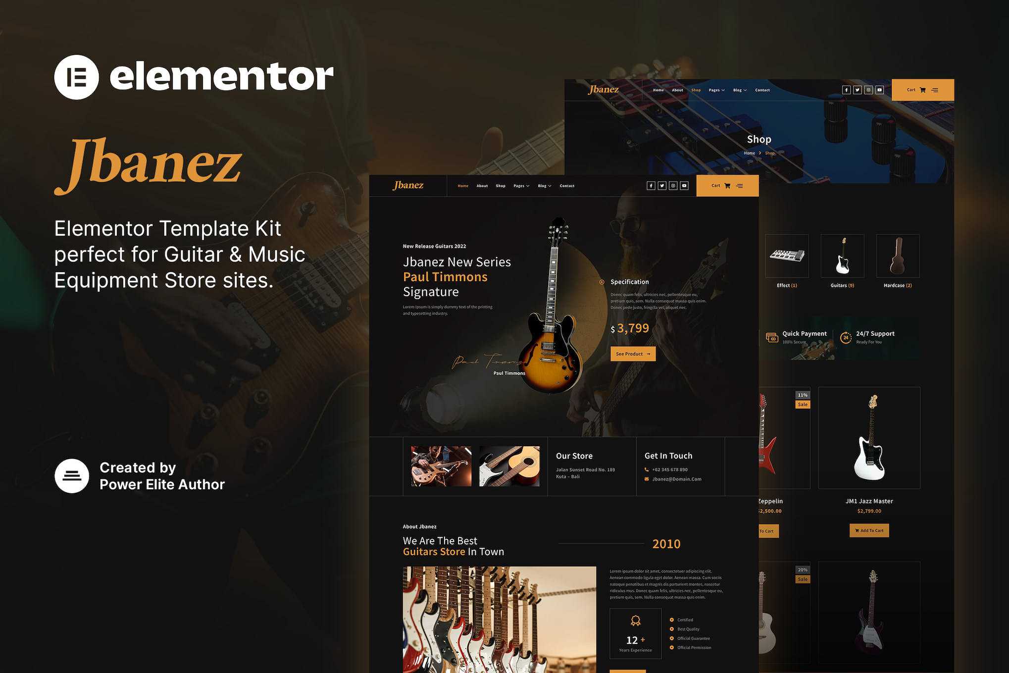 Jbanez - Guitar & Music Equipment Store Elementor Template Kit