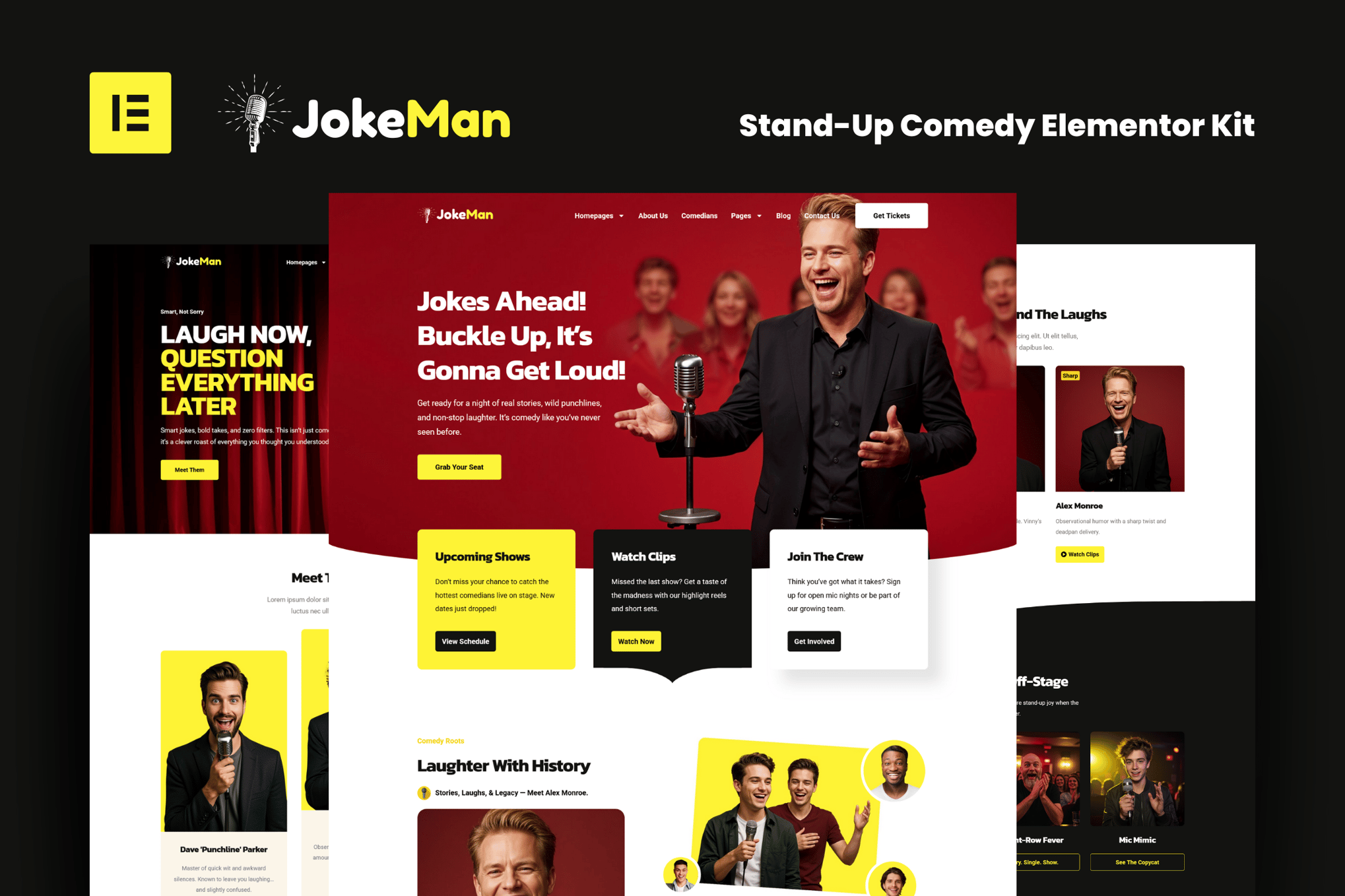 JokeMan – Stand-Up Comedy Elementor Pro Template Kit