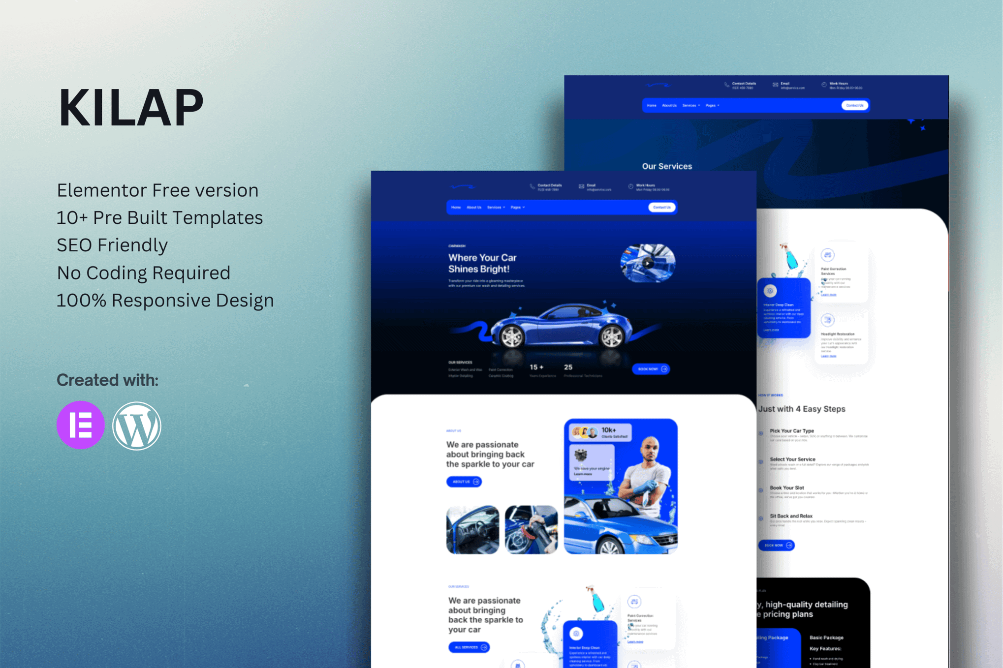 Kilap – Car Wash & Detailing Service Elementor Template Kit