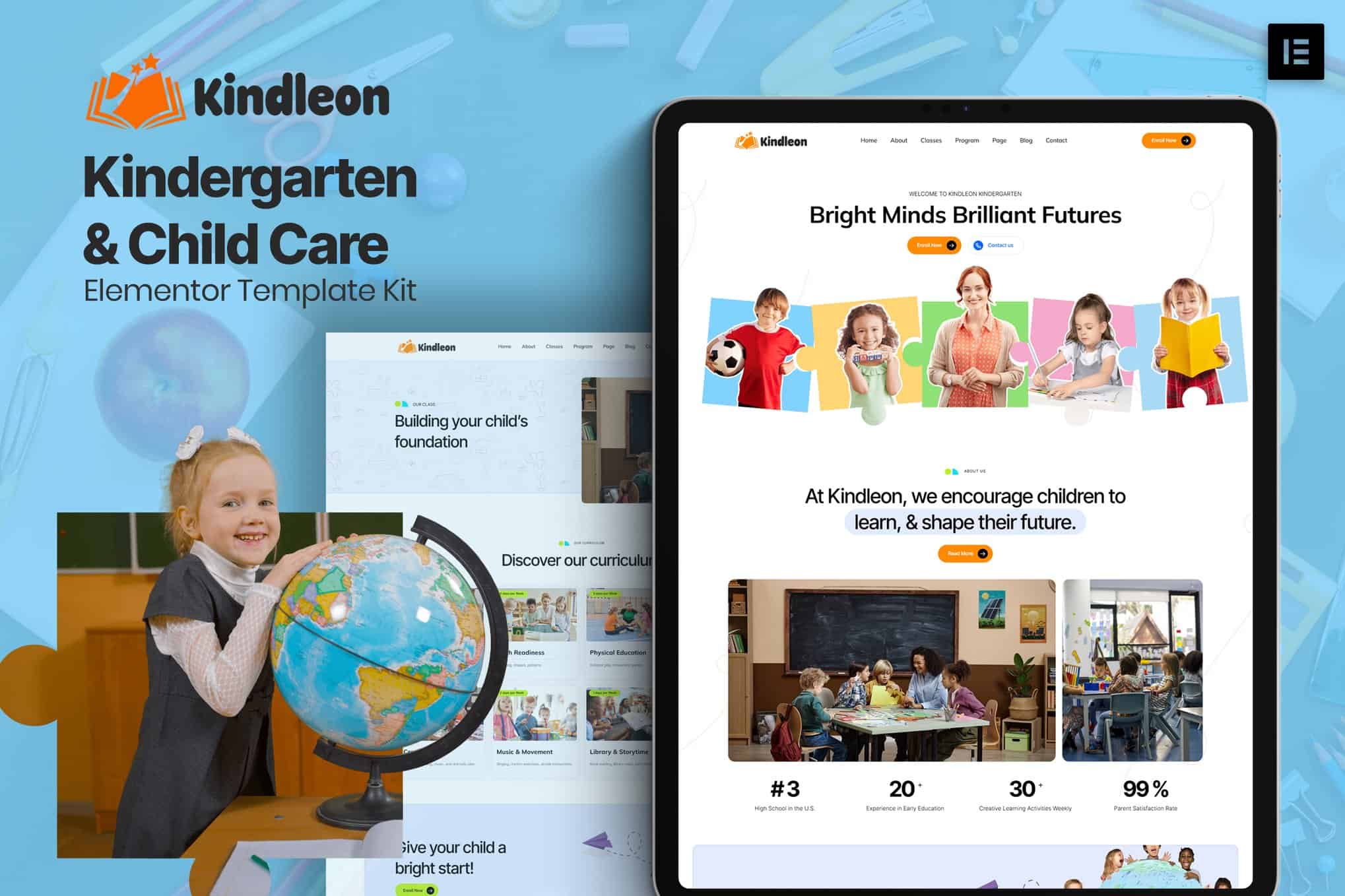 Kindleon – Kindergarten & Child Care Elementor Template Kit