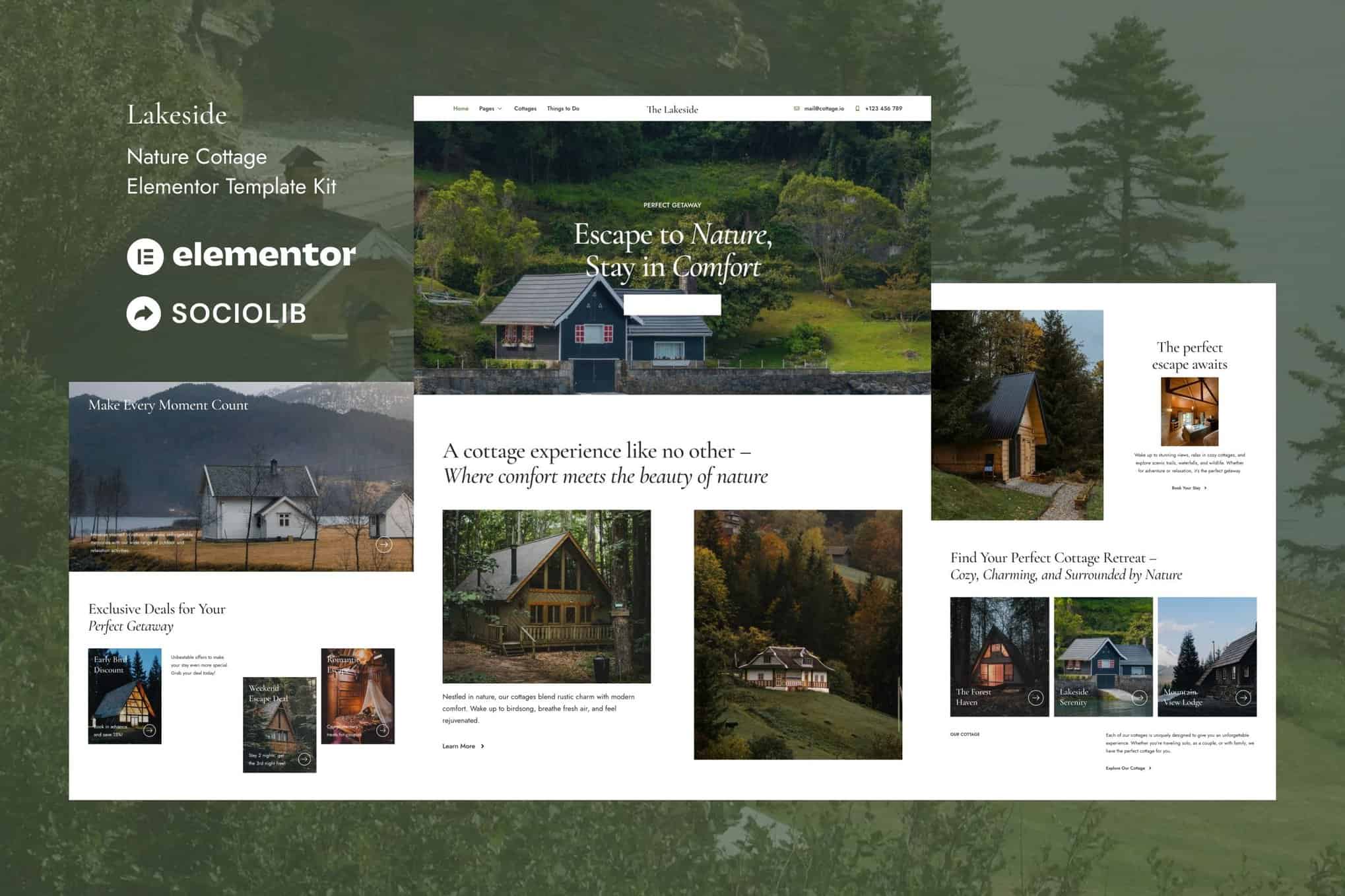 Lakeside – Nature Cottage Elementor Template Kit