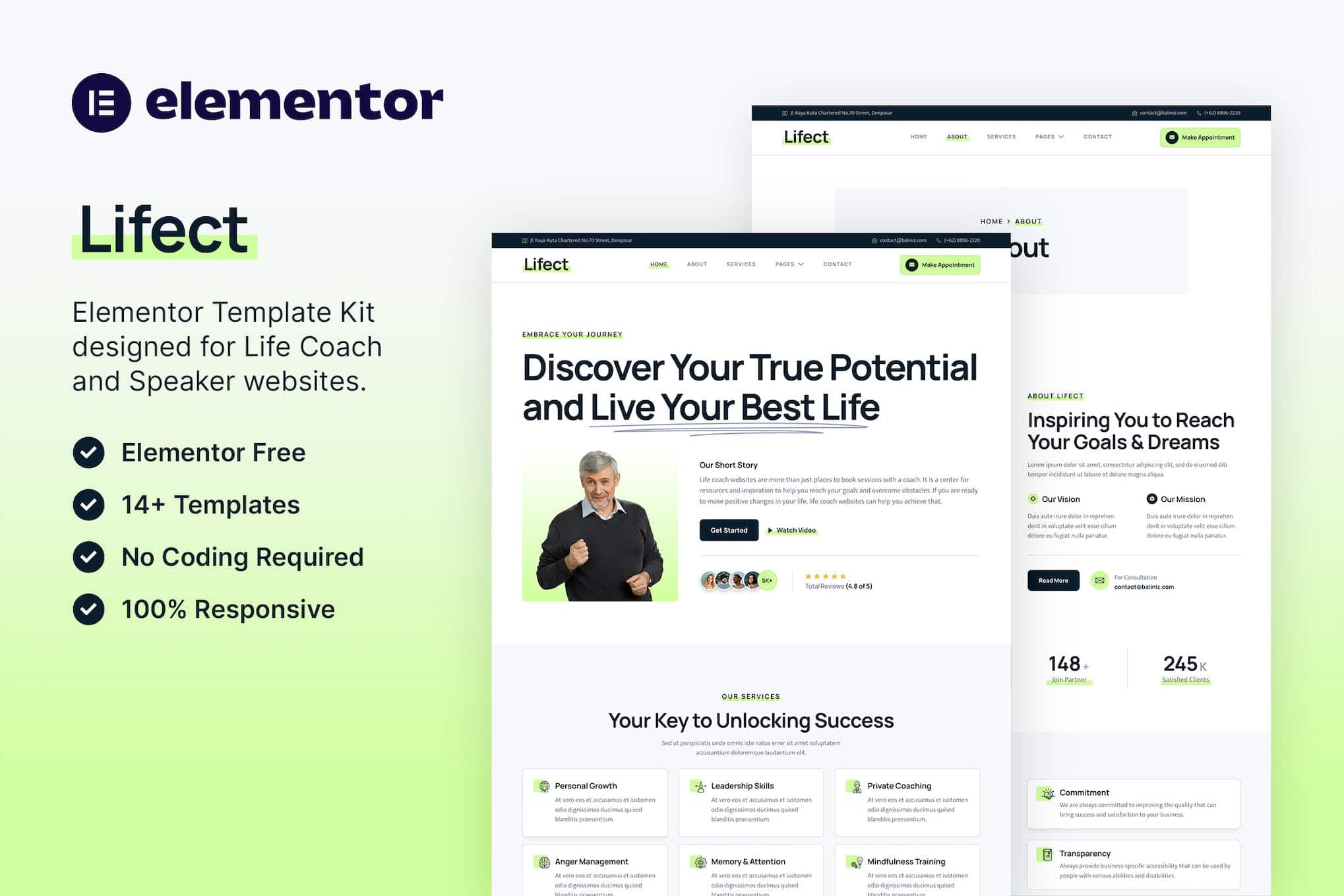 Lifect - Life Coach & Speaker Elementor Template Kit
