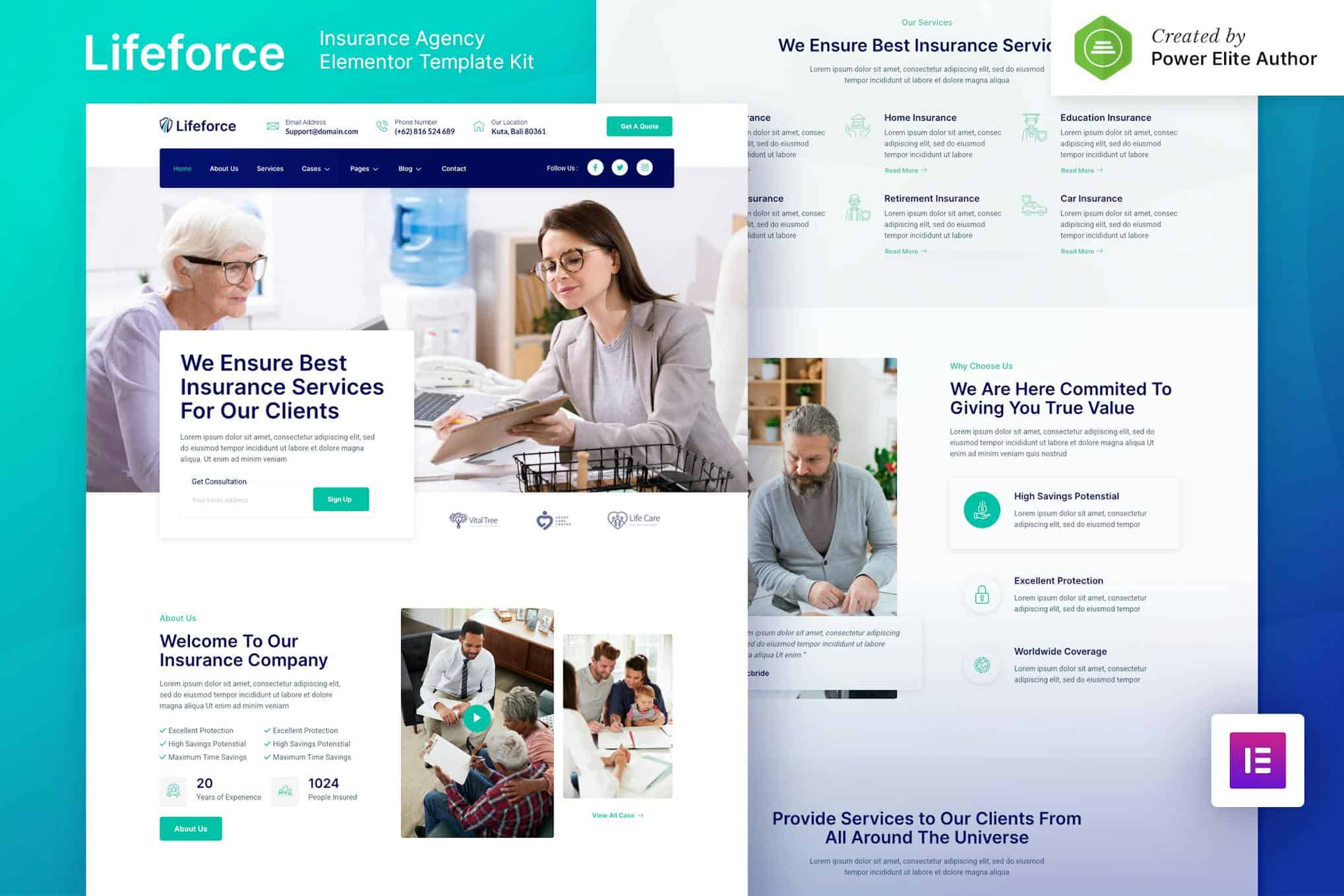 Lifeforce - Insurance Agency Elementor Template Kit