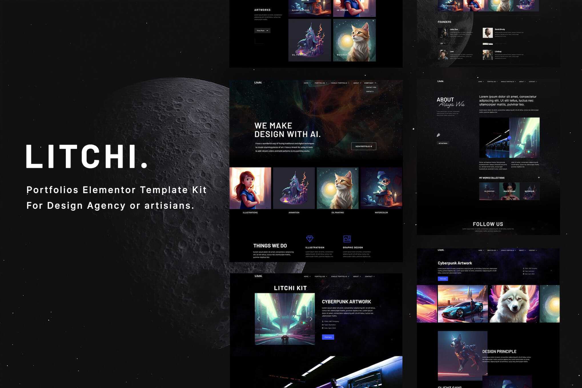 Litchi - Designer Artworks Elementor Portfolio Template Kit