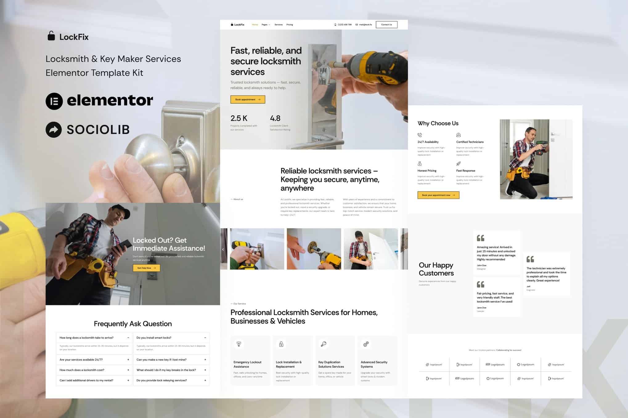 LockFix – Locksmith & Key Maker Service Elementor Template Kit