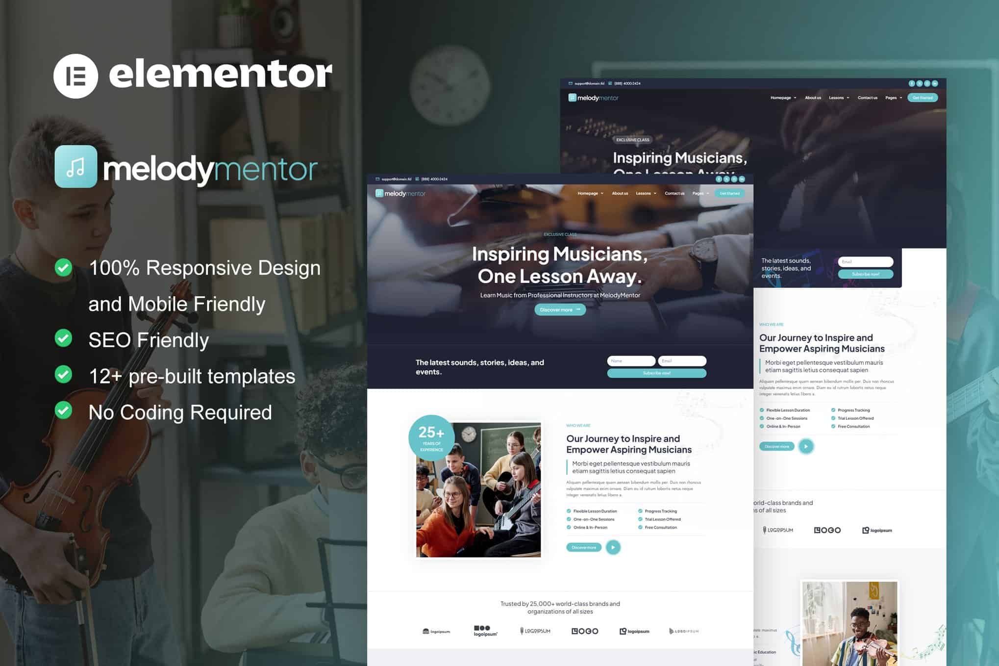 MelodyMentor – Music School & Courses Elementor Template Kit