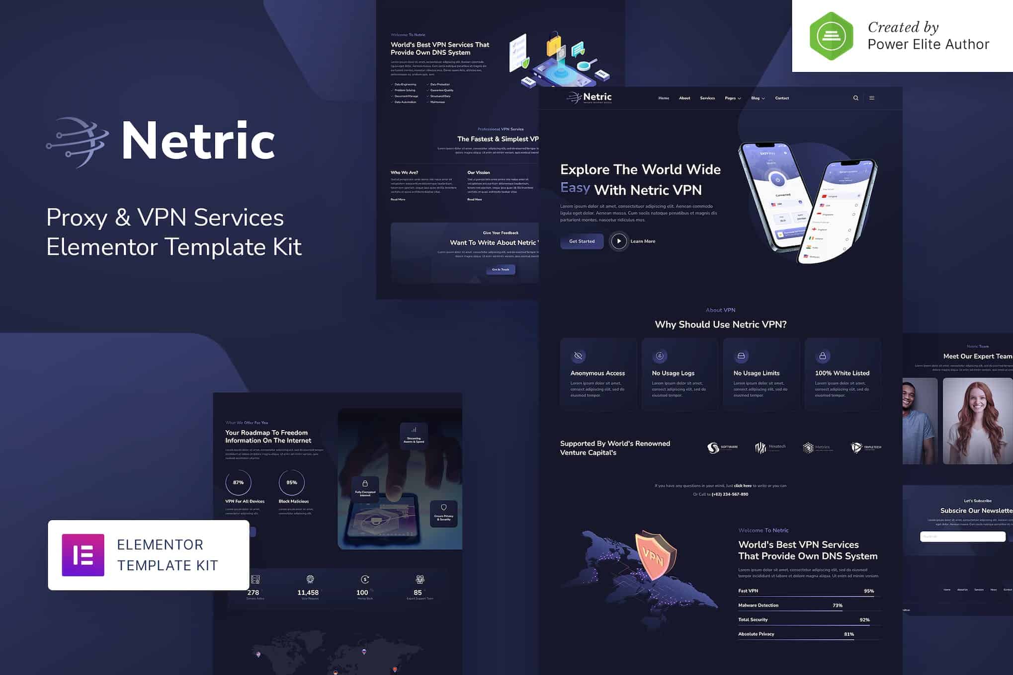 Netric - Proxy & VPN Services Elementor Template Kit