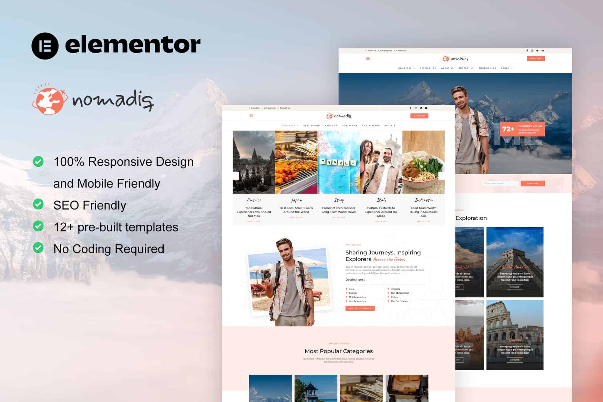 Nomadiq – Travel Blog & Magazine Elementor Pro Template Kit