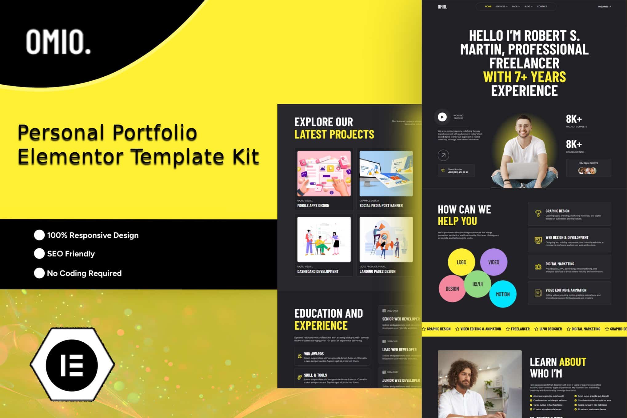Omio – Modern Personal Portfolio Elementor Template Kit