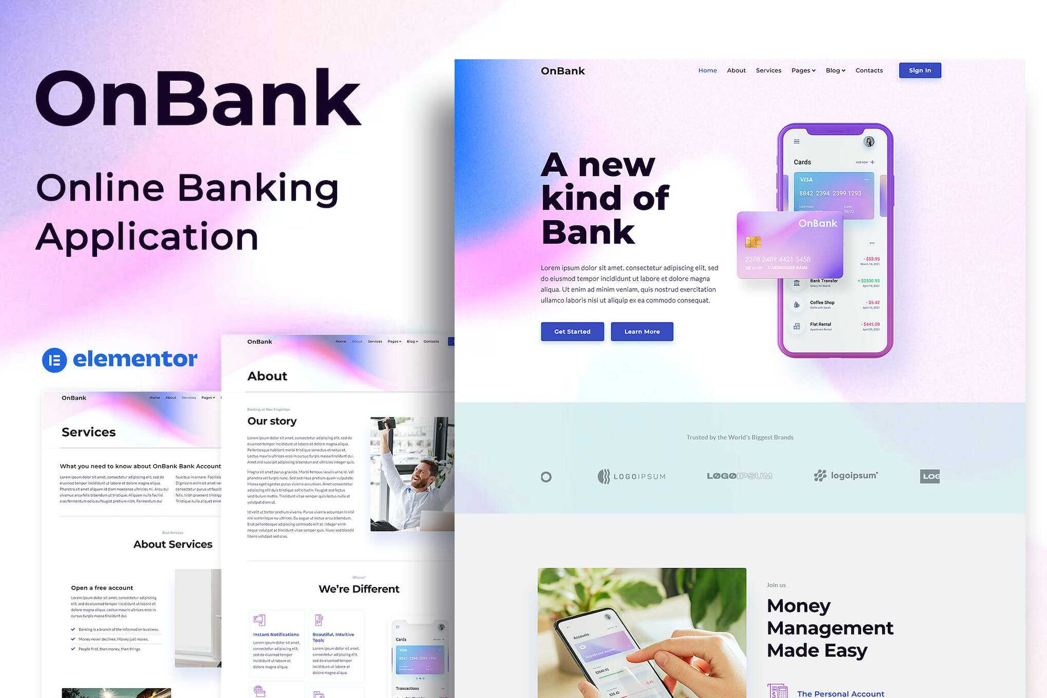 OnBank - Online Banking & Money Transfers - Elementor Kit