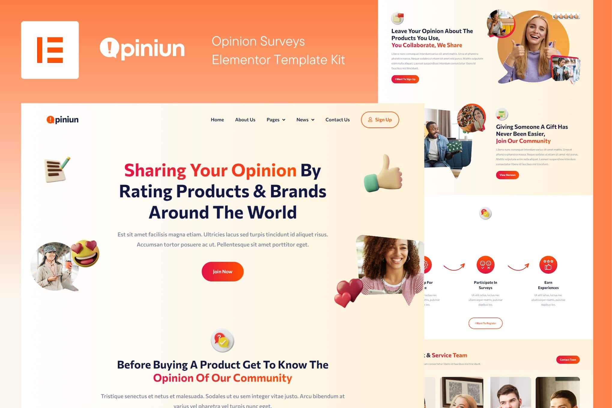 Opiniun - Opinion Surveys Elementor Template Kit