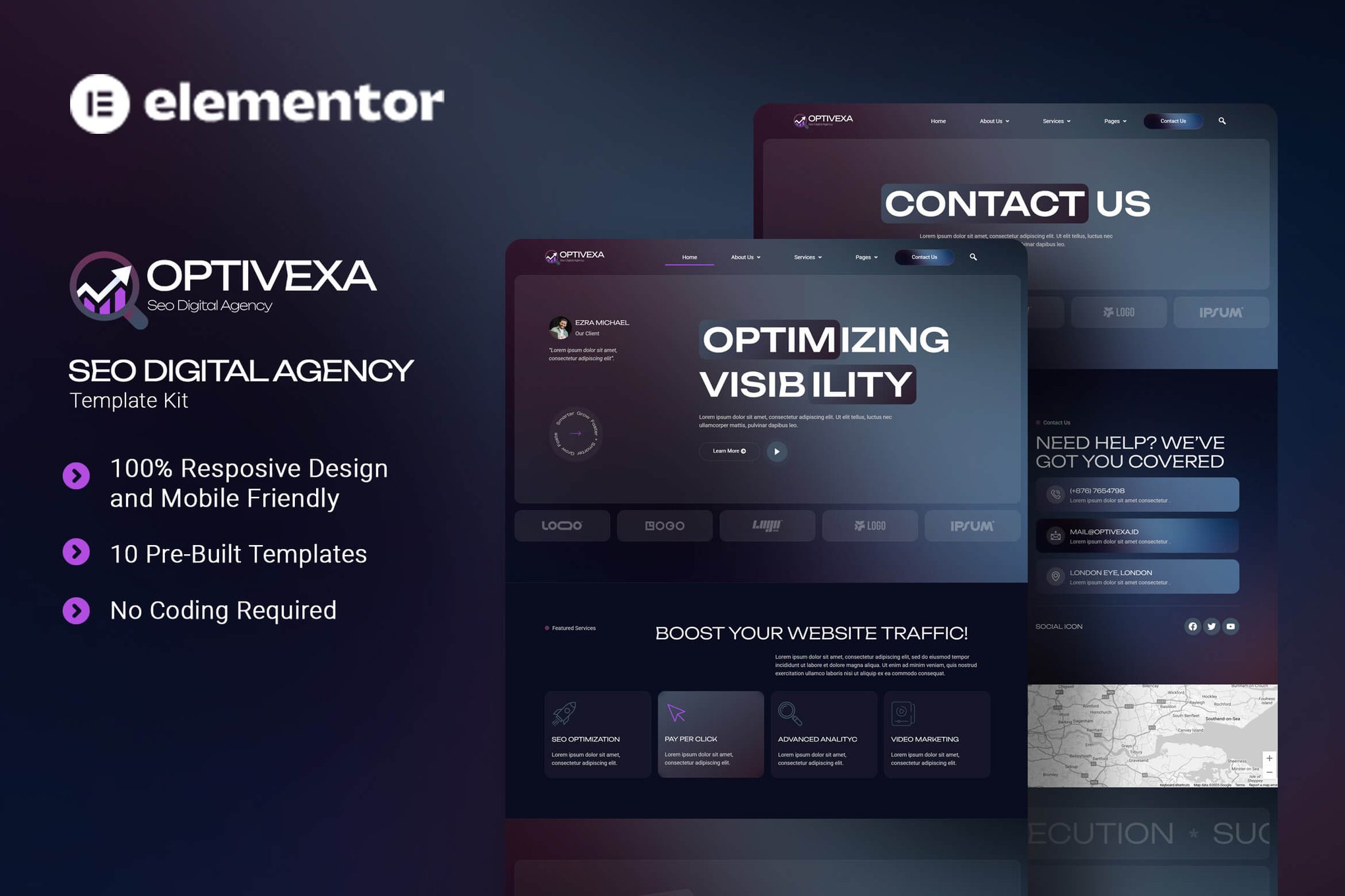 Optivexa – SEO Digital Agency Elementor Template Kit