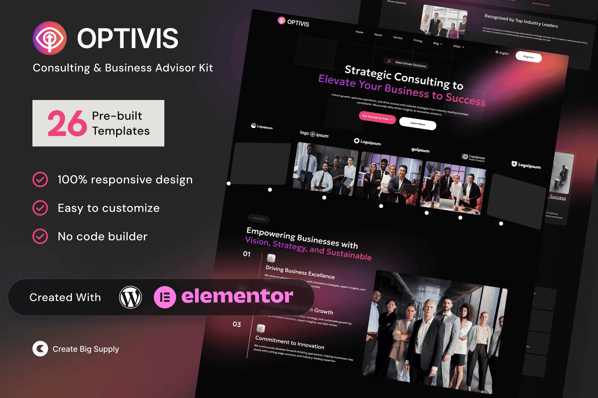 Optivis – Consulting & Business Advisor Elementor Template Kit