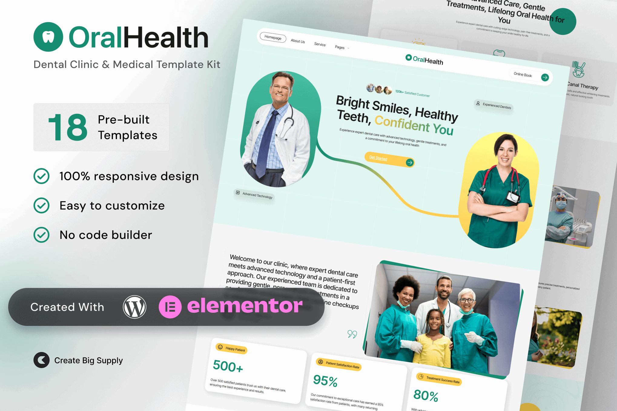 OralHealth – Dental Clinic & Medical Elementor Template Kit