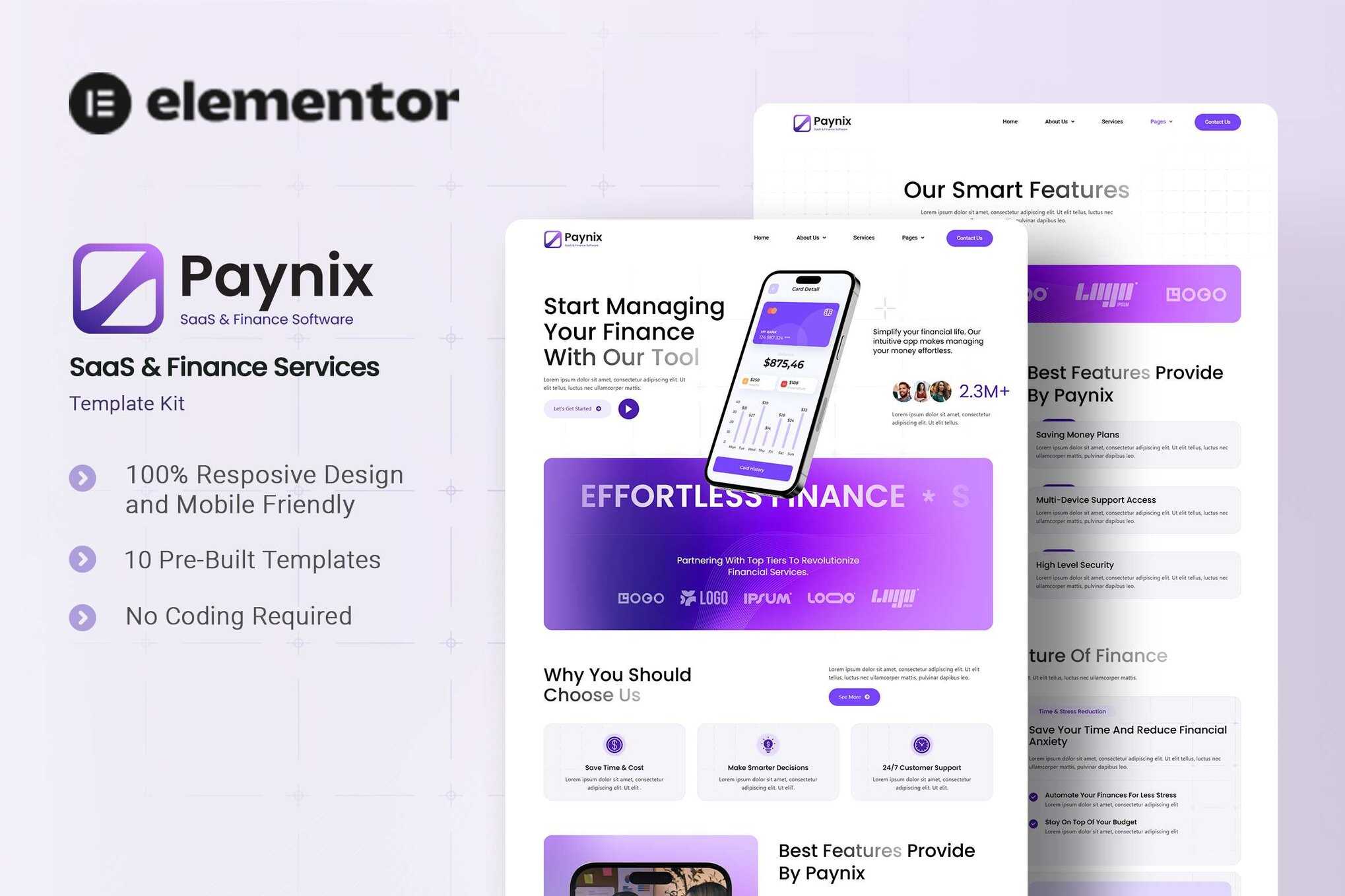 Paynix – SaaS & Finance Services Elementor Template Kit