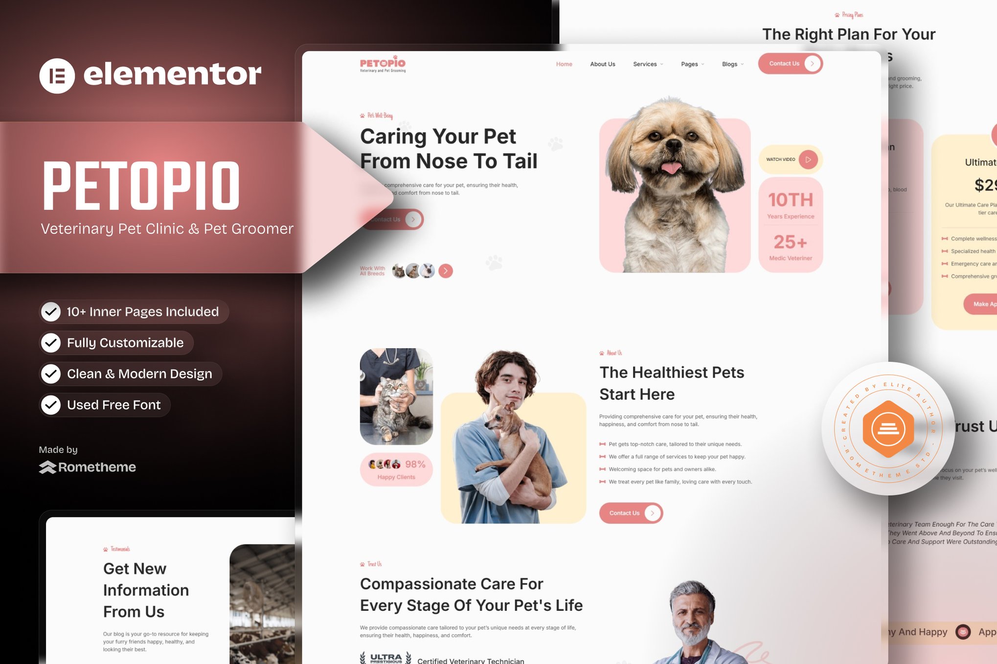 Petopio – Pet Grooming & Vetenary Elementor Template Kit