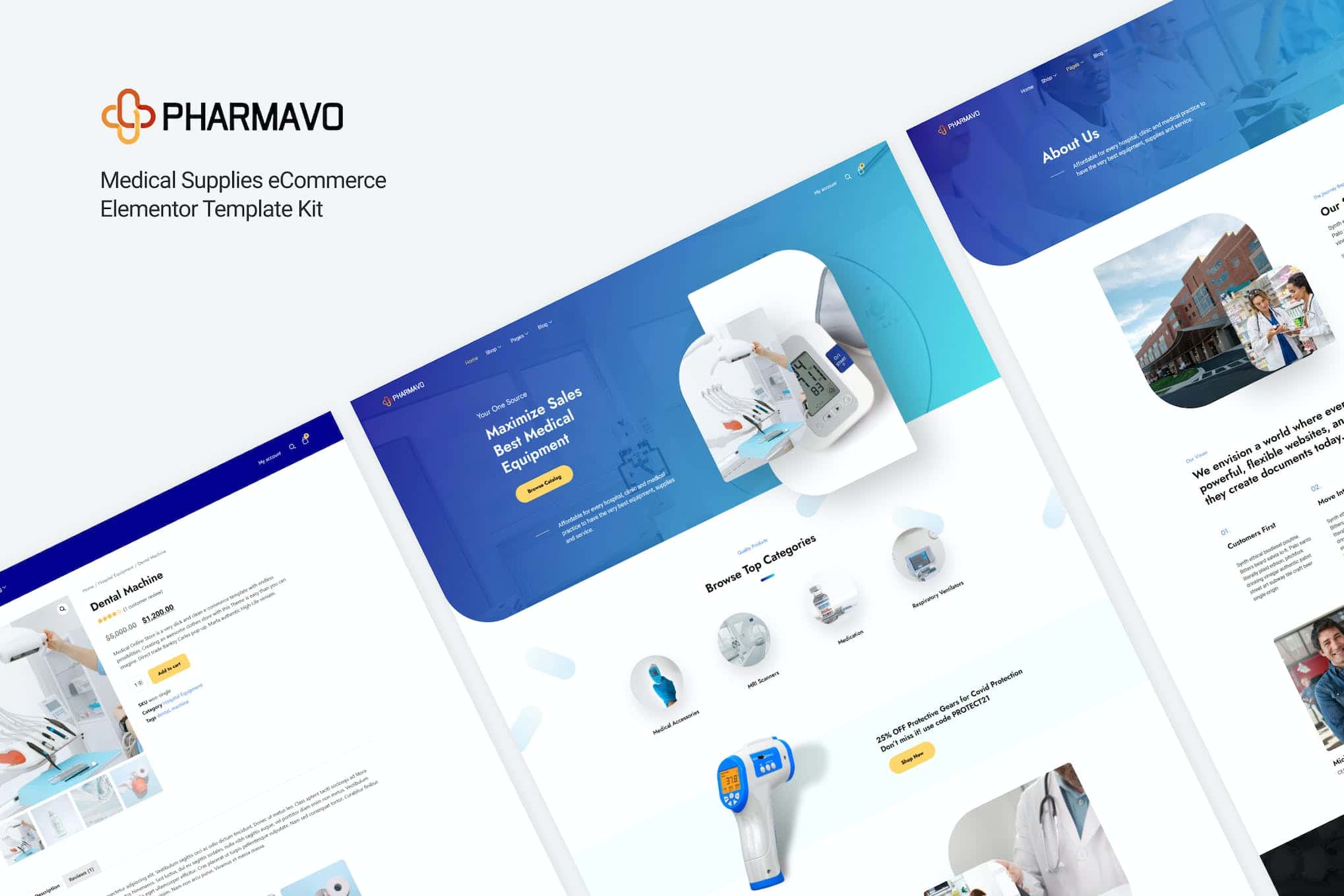 Pharmavo | Medical Supplies eCommerce Elementor Template Kit