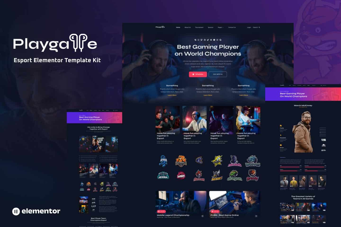 Playgame - Esports Elementor Template Kit