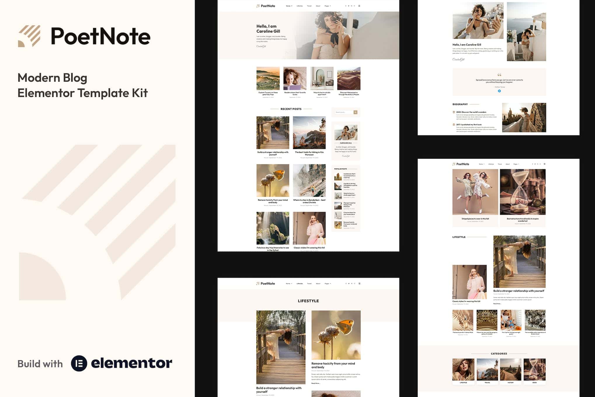 PoetNote - Modern Blog Elementor Pro Template Kit