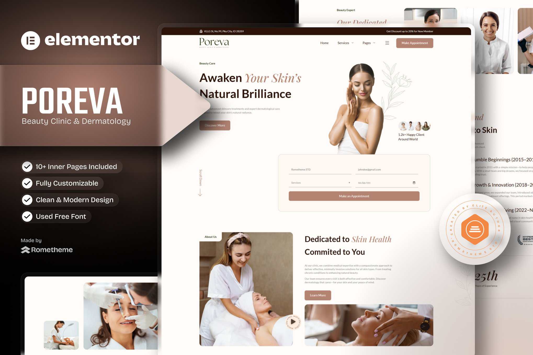 Poreva – Beauty Clinic & Dermatology Elementor Template Kit