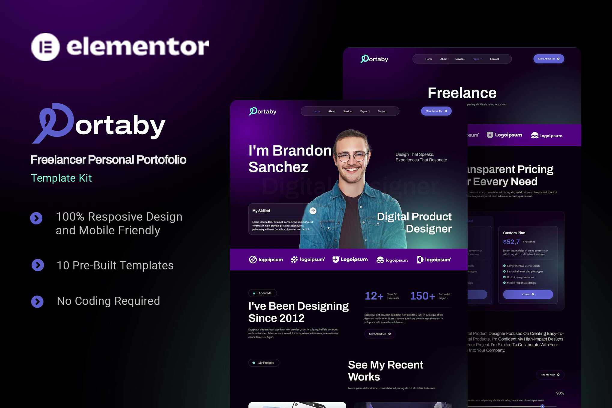 Portaby – Freelancer Personal Portofolio Elementor Template Kit