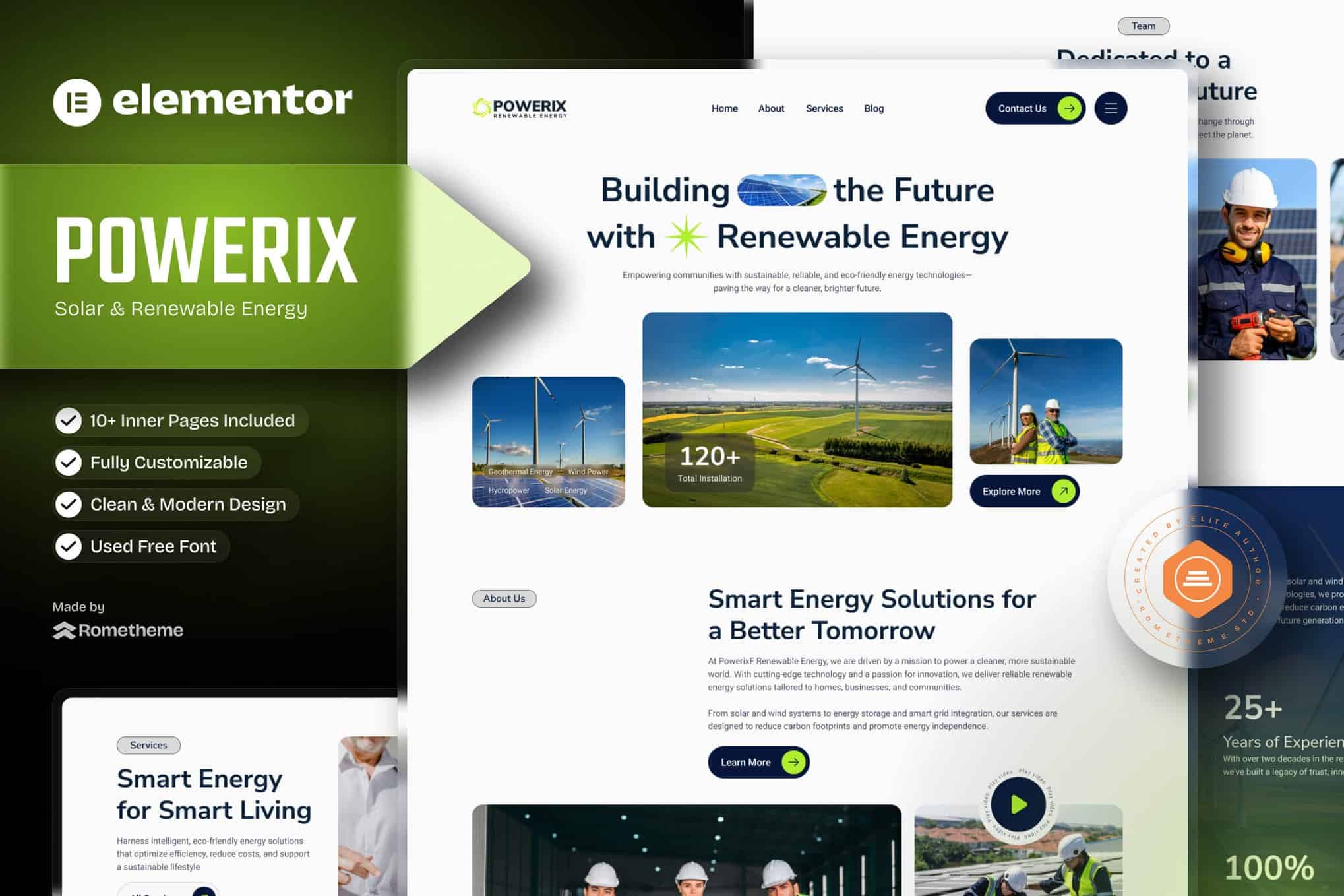 Powerix – Solar & Renewable Energy Elementor Template Kit
