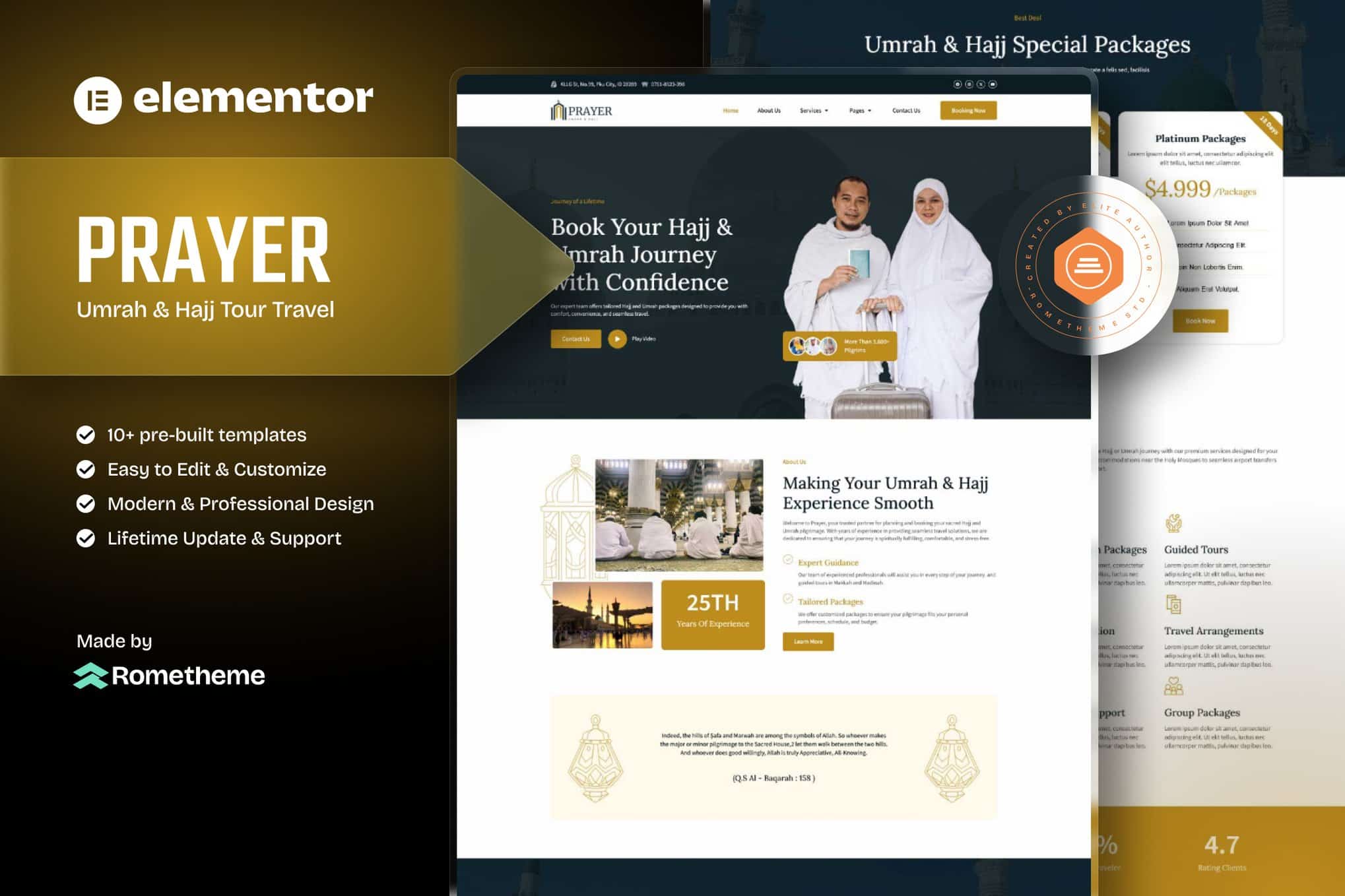Prayer – Umrah & Hajj Tour Travel Elementor Template Kit