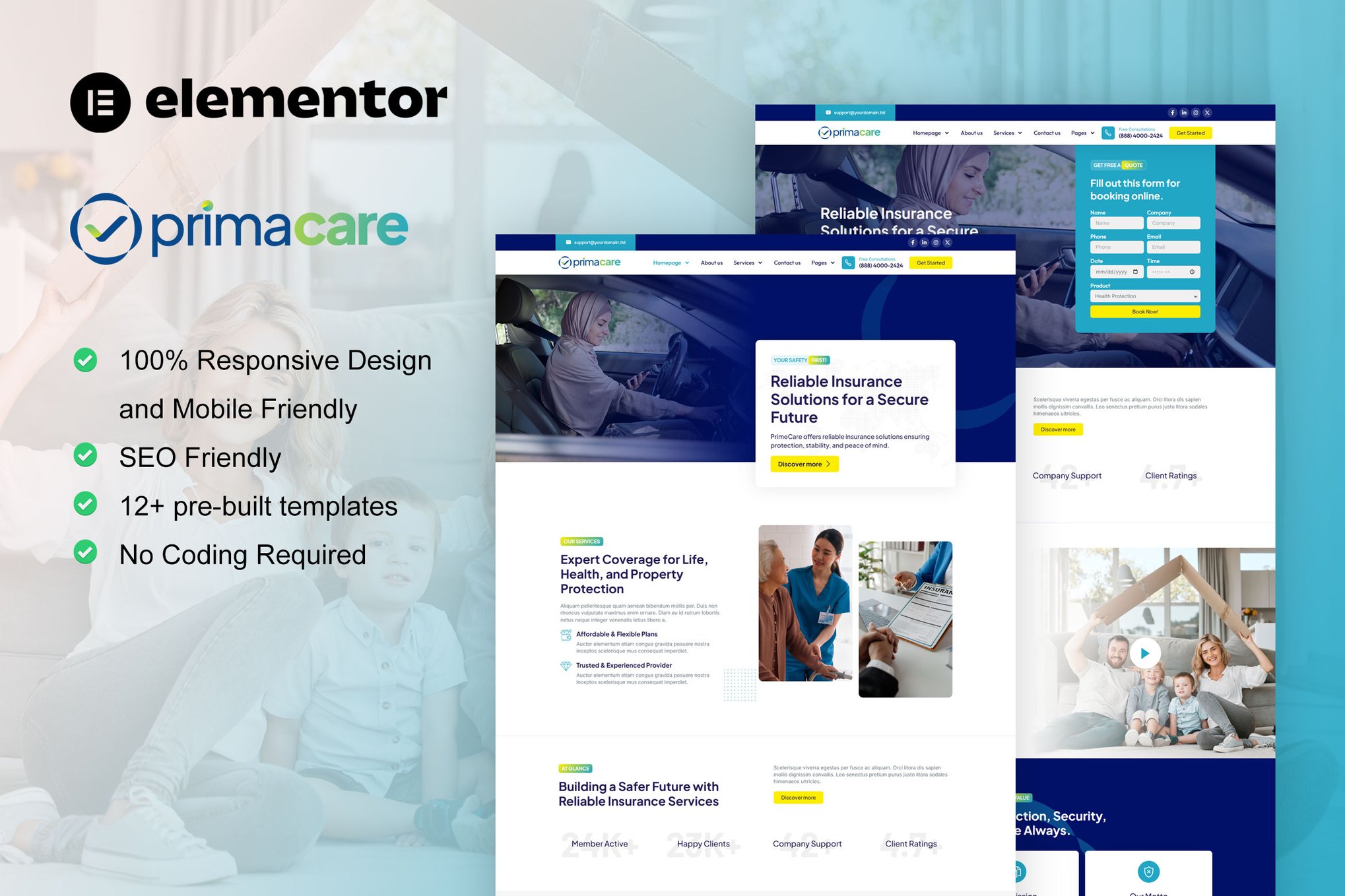 PrimaCare – Finance & Insurance Company Elementor Pro Template Kit
