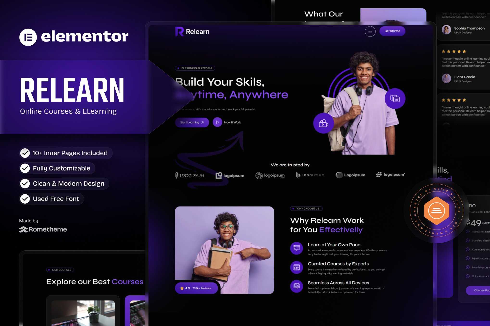 Relearn – Online Courses & E-Learning Elementor Template Kit