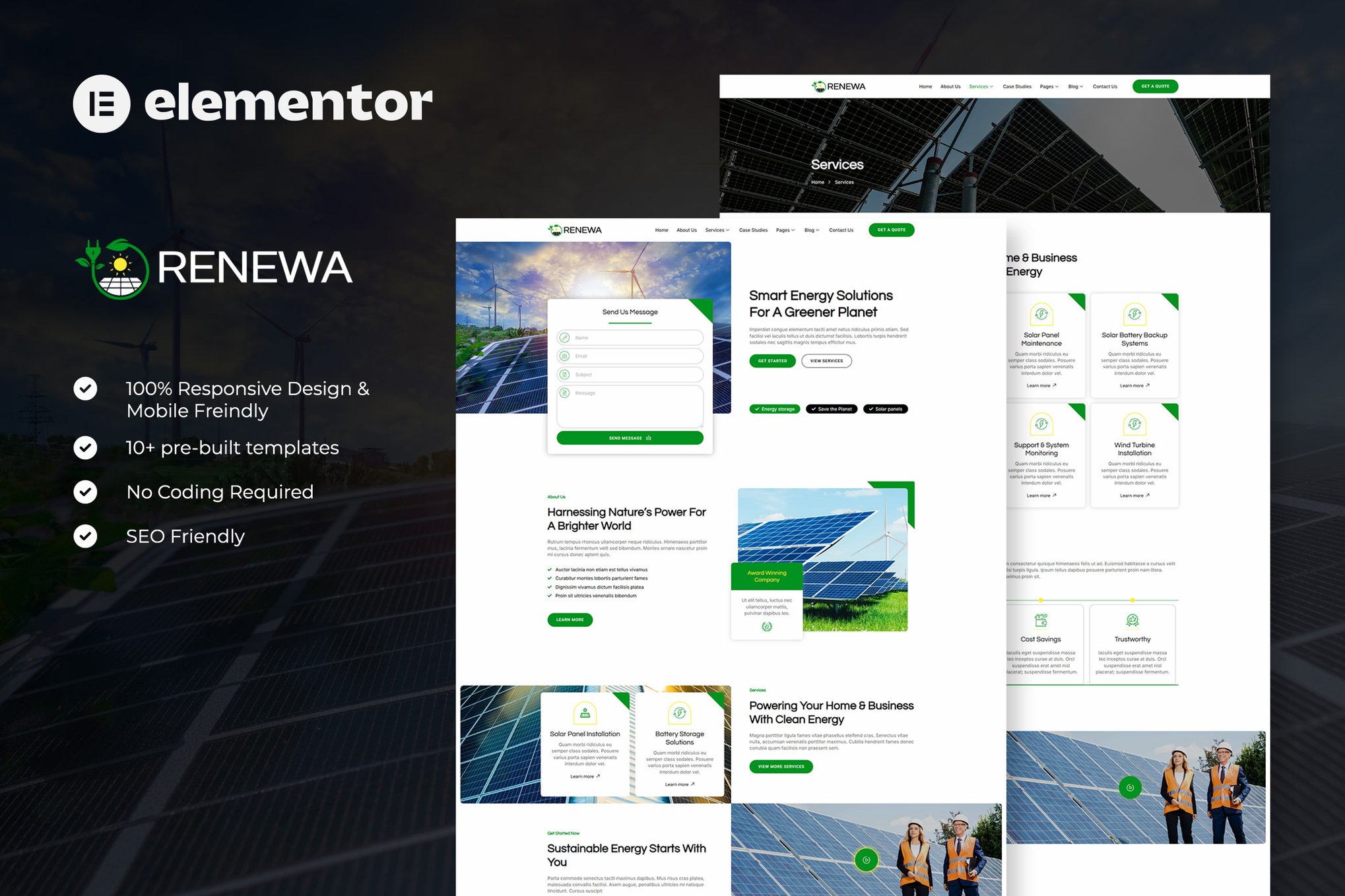 Renewa – Solar & Green Renewable Energy Elementor Template Kit