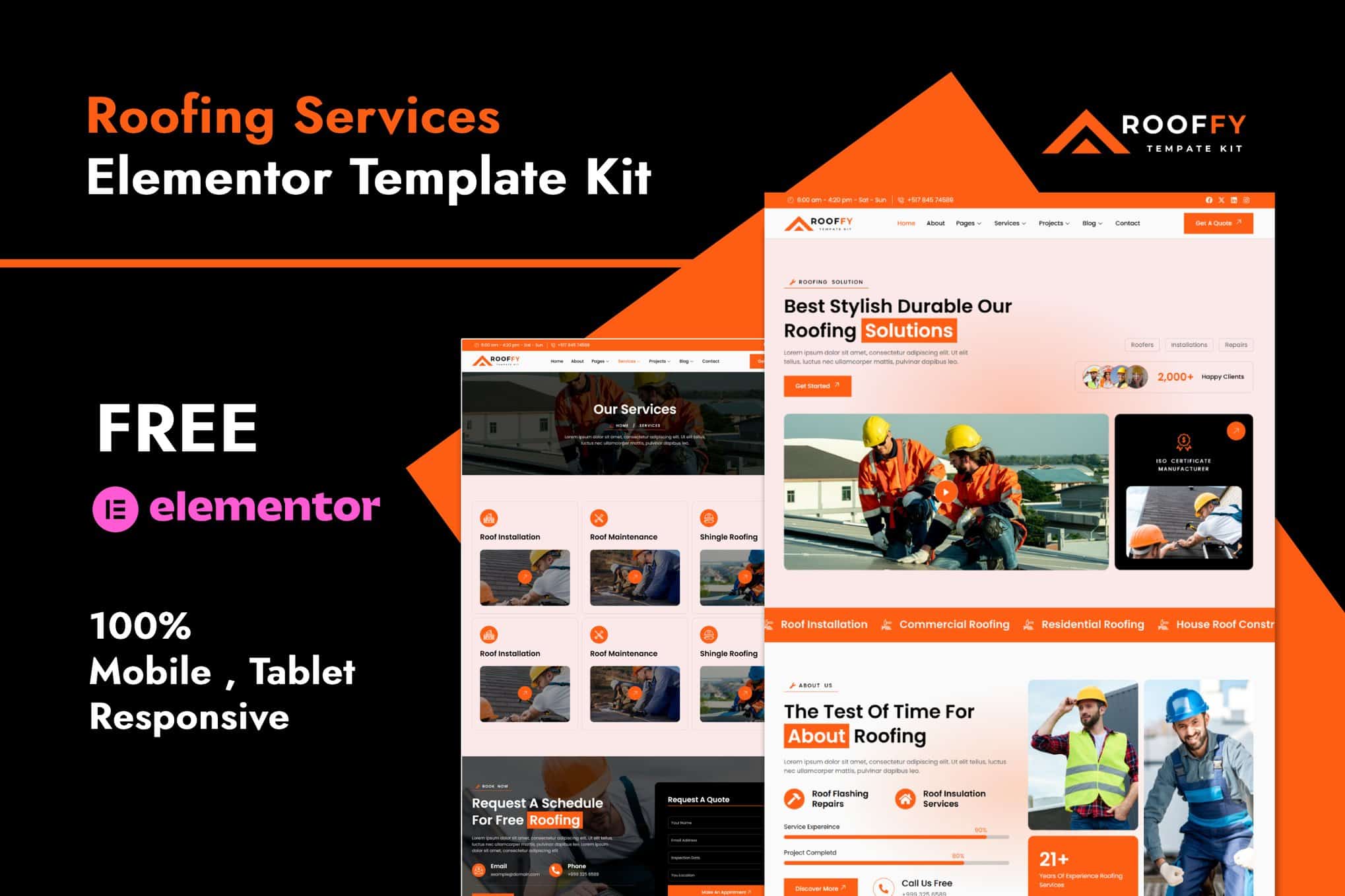 Rooffy – Roofing Services Elementor Template Kit