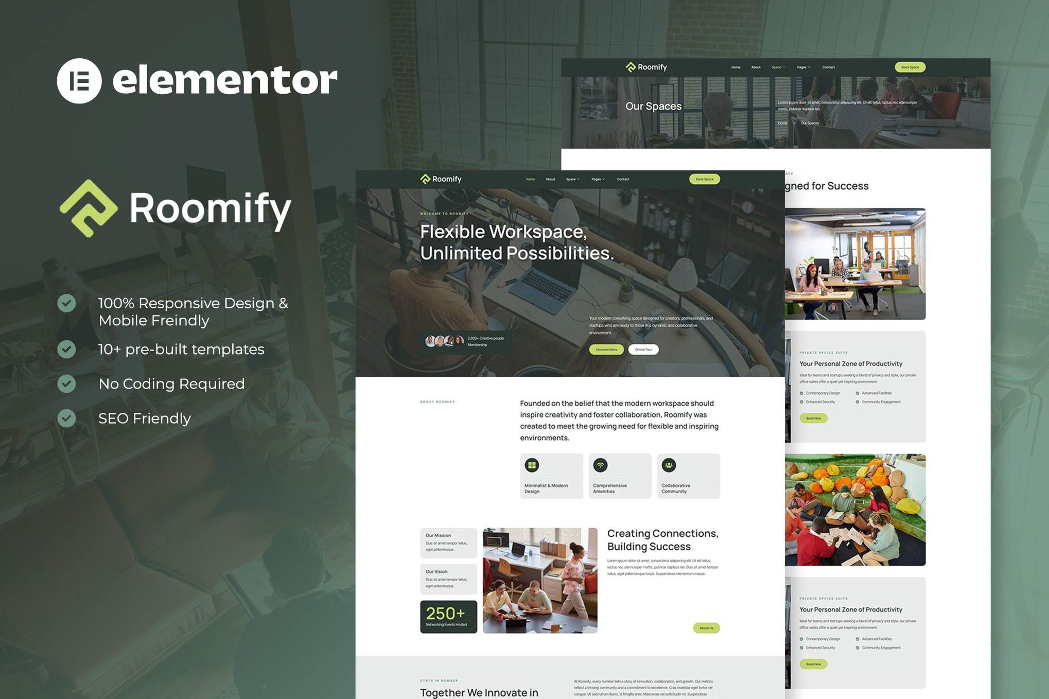 Roomify – Coworking Creative Space Elementor Template Kit