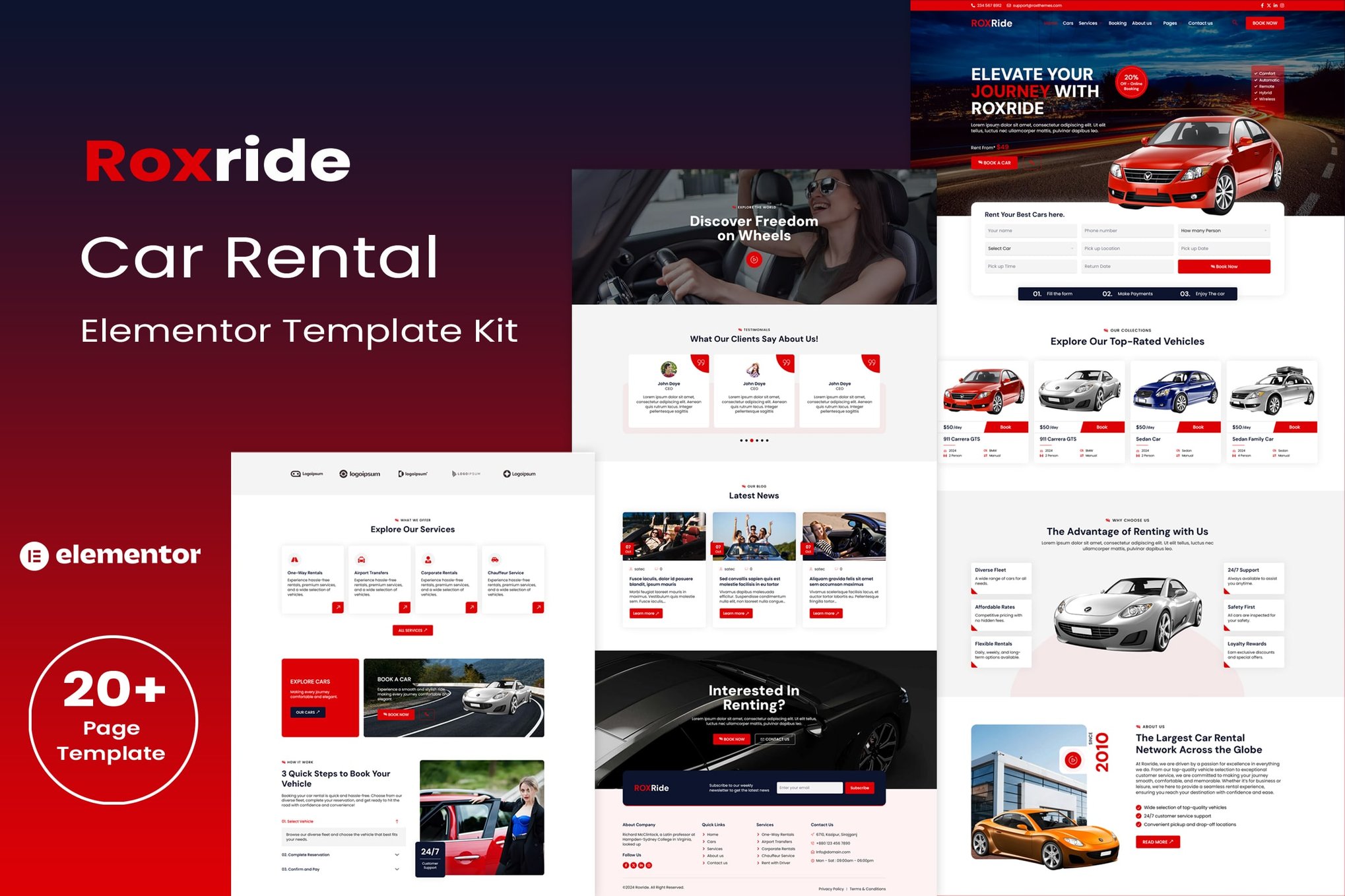 Roxride – Car Rental Elementor Template Kit