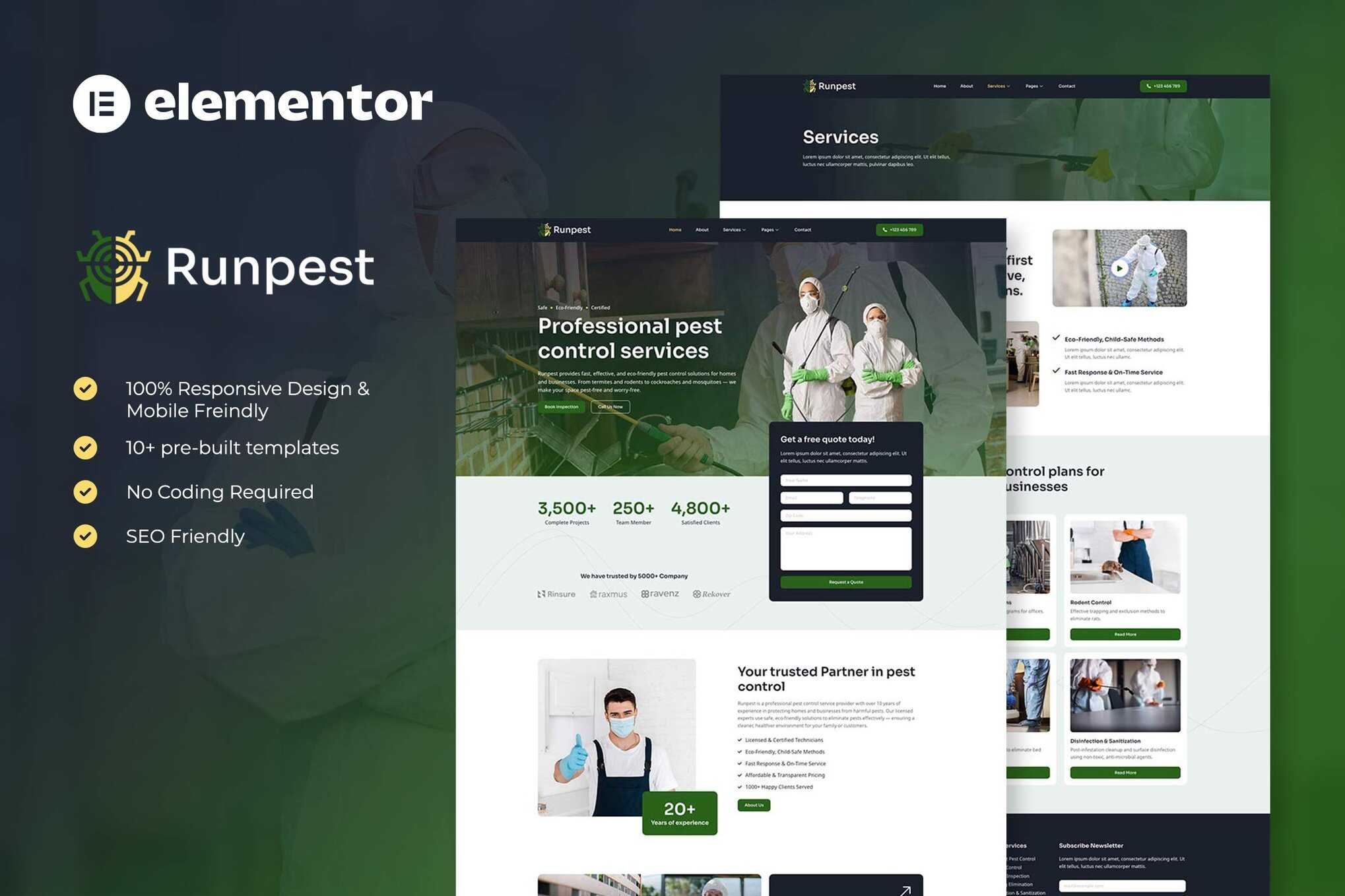 Runpest – Pest Control Service Elementor Template Kit