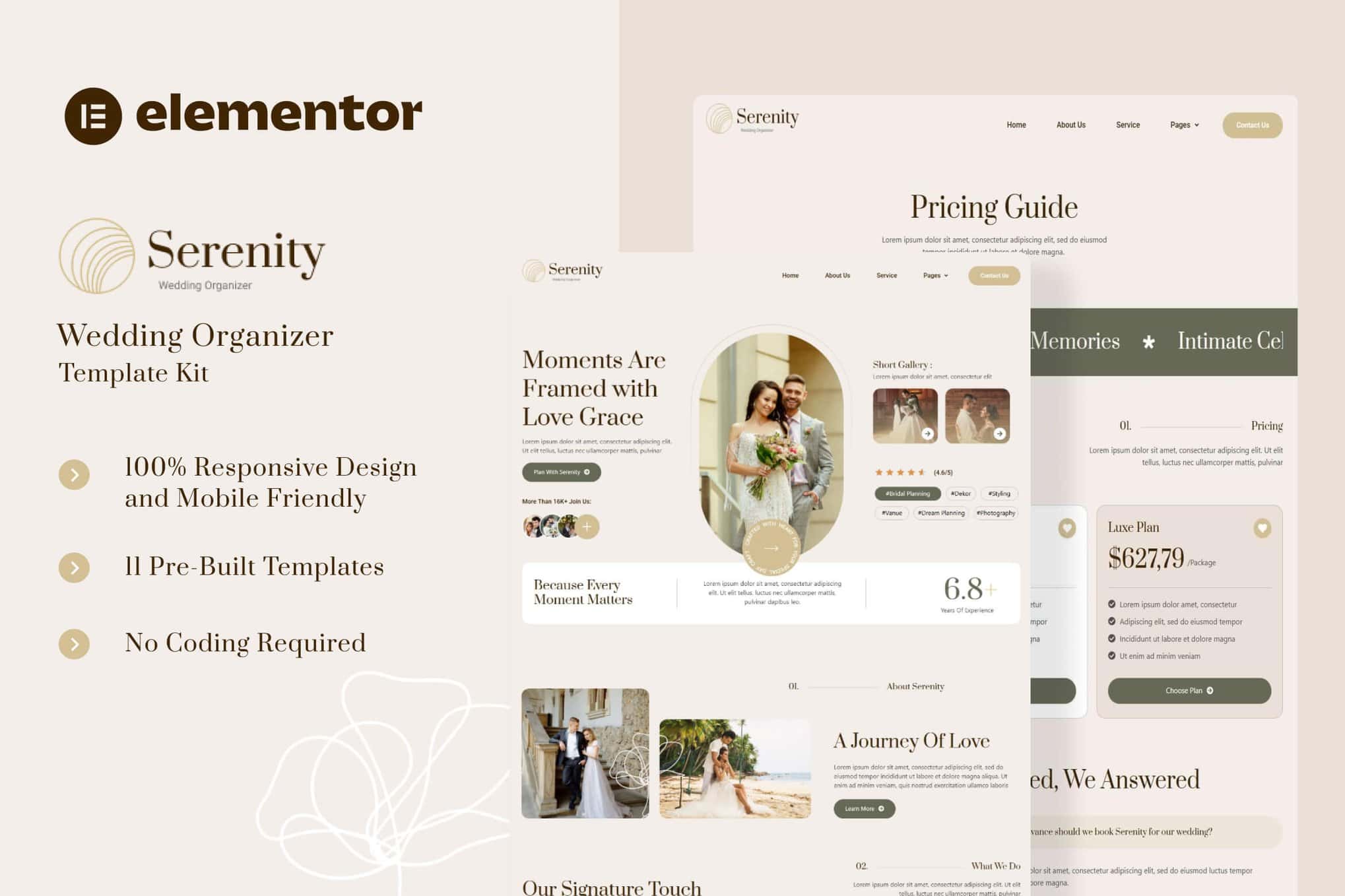 Serenity – Wedding Organizer Elementor Template Kit