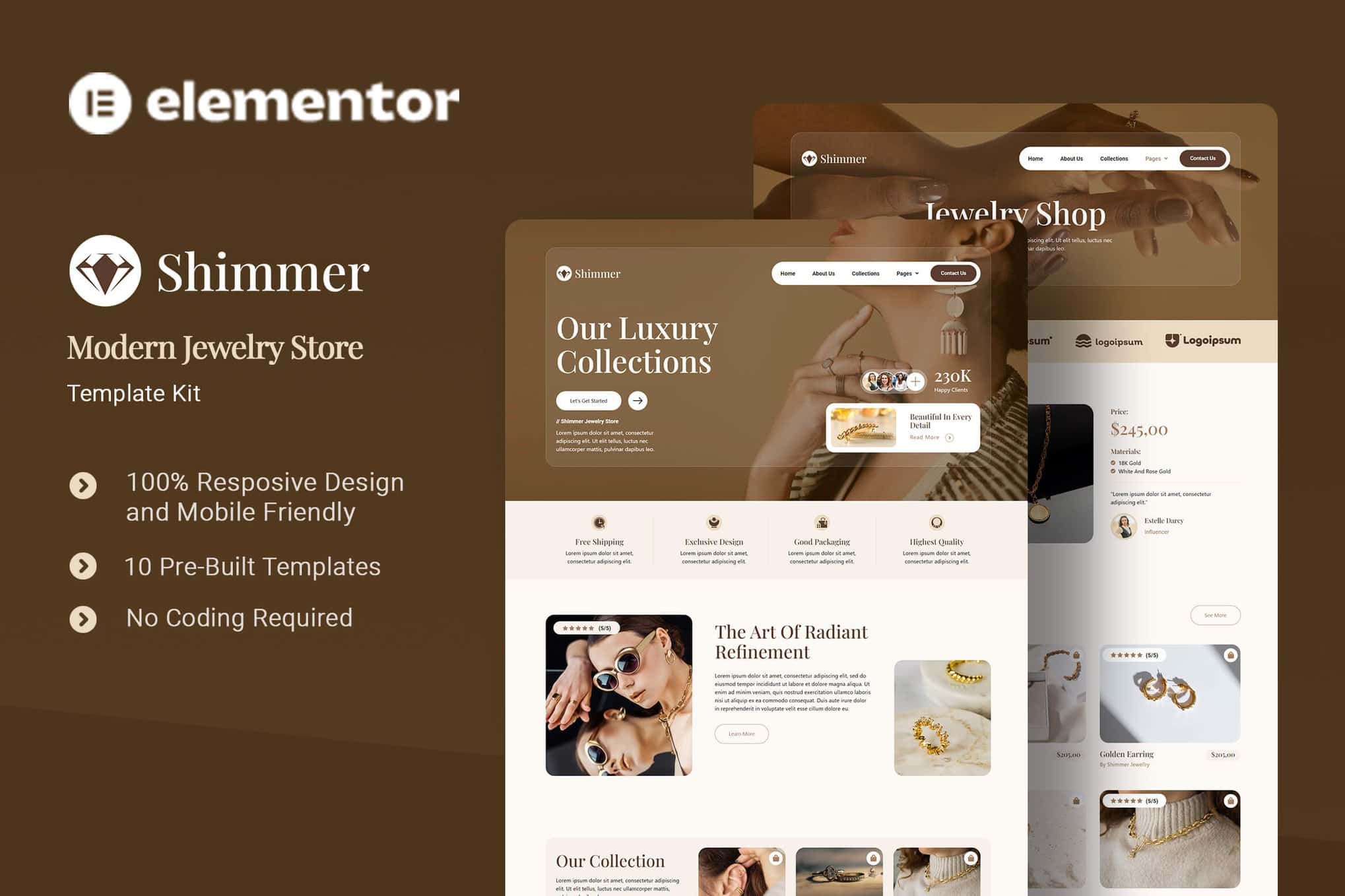 Shimmer - Modern Jewelry Store Elementor Template Kit