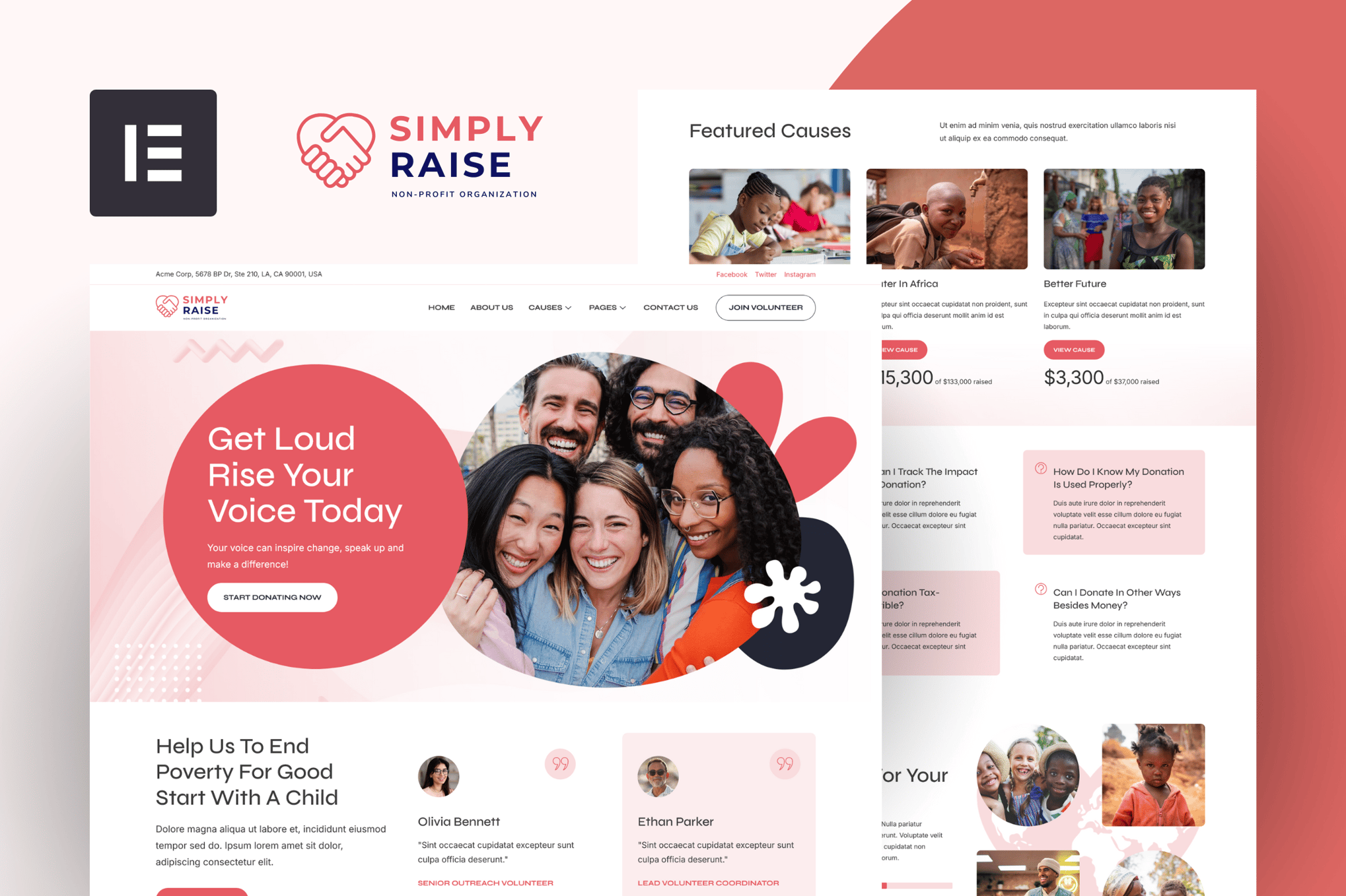 SimplyRise – Charity & Donation Elementor Template Kit