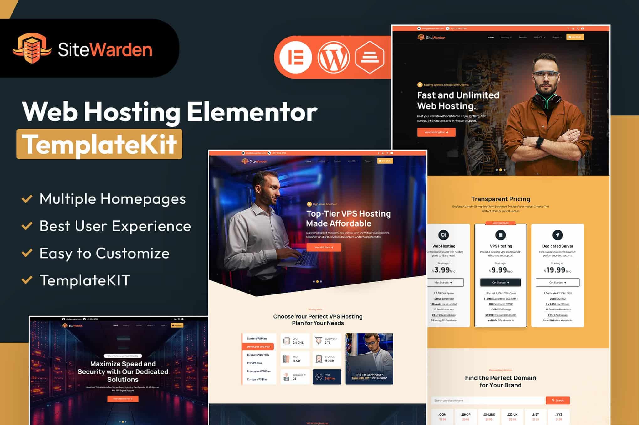 SiteWarden – Web Hosting Elementor Template Kit