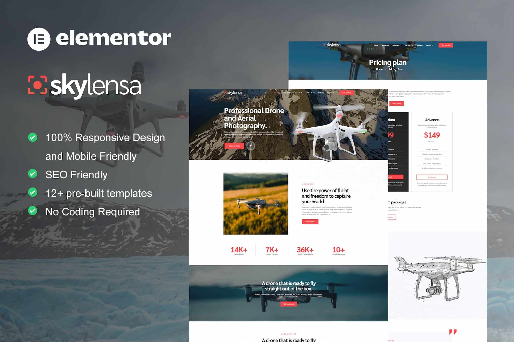 Skylensa - Aerial Photography & Videography Elementor Template Kit
