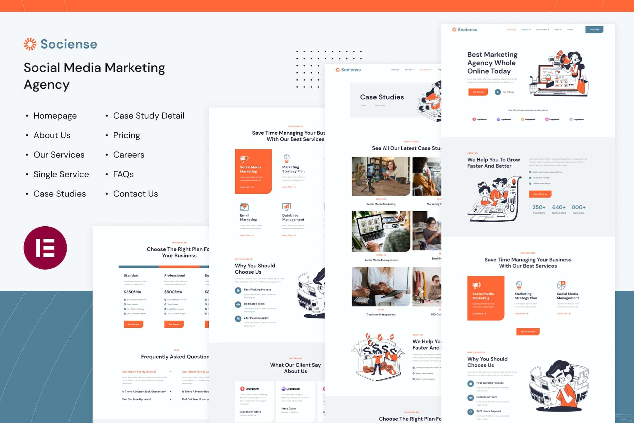 Socience | Social Media Marketing Agency Elementor Template Kit