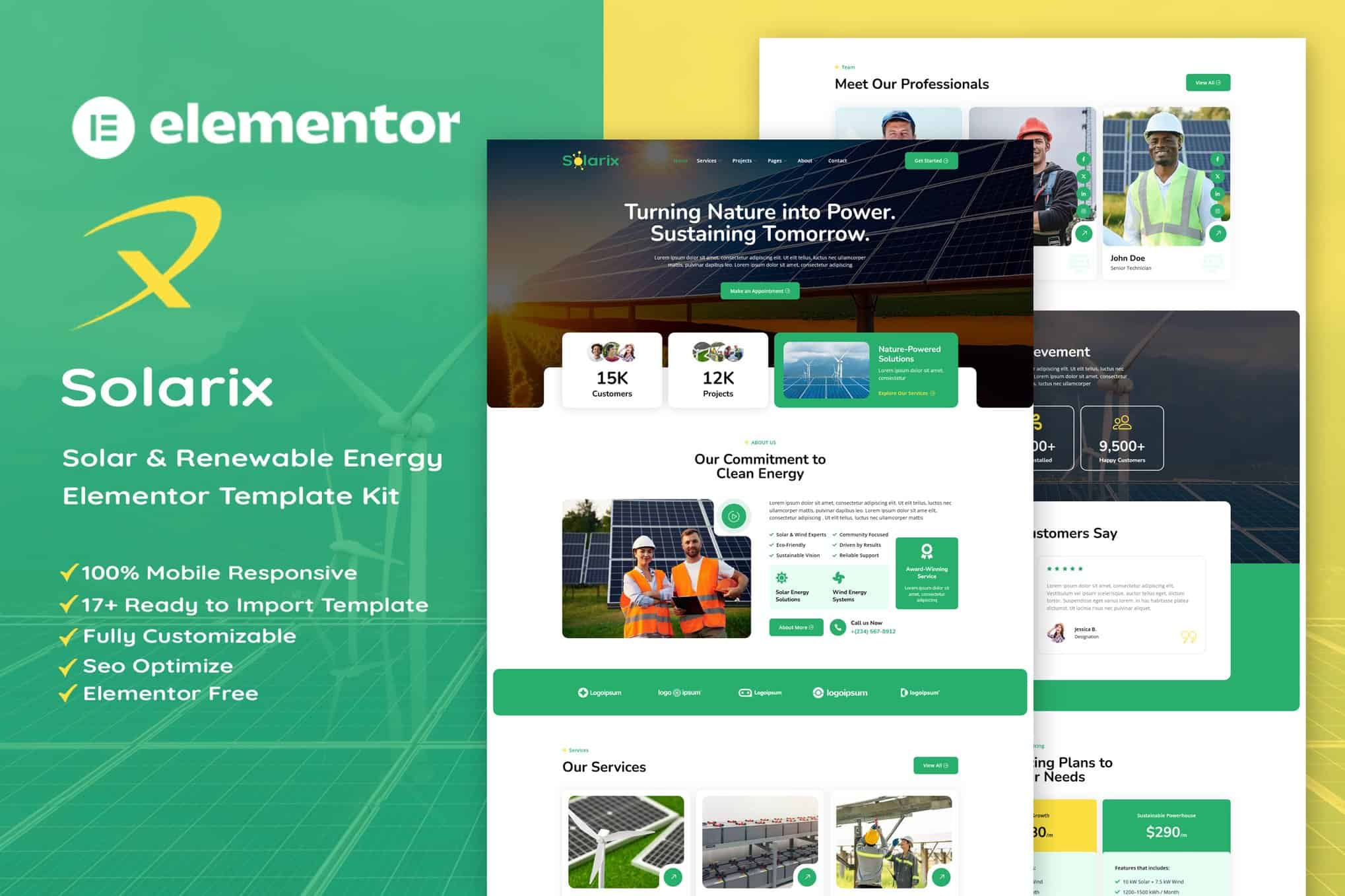 Solarix – Solar & Renewable Energy Elementor Template Kit