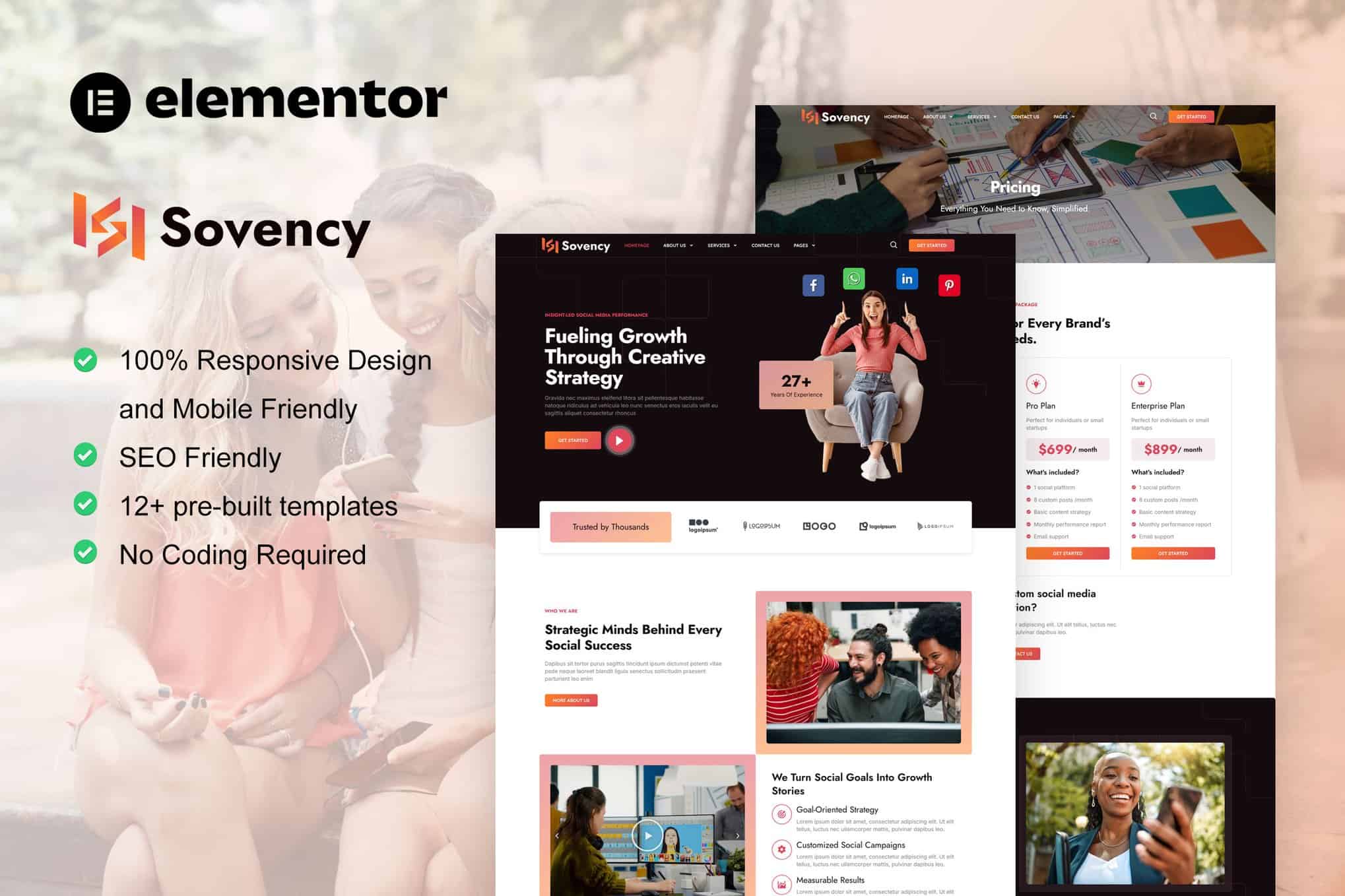 Sovency – Social Media Marketing Agency Elementor Pro Template Kit