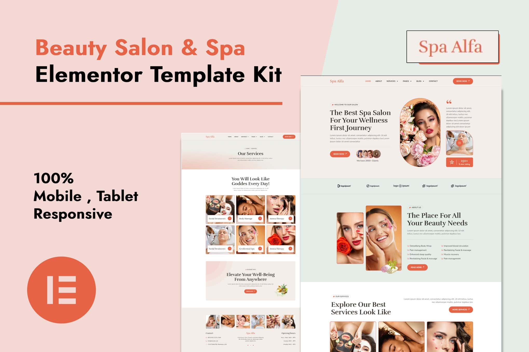 SpaAlfa – Beauty Salon & Spa Elementor Pro Template Kit