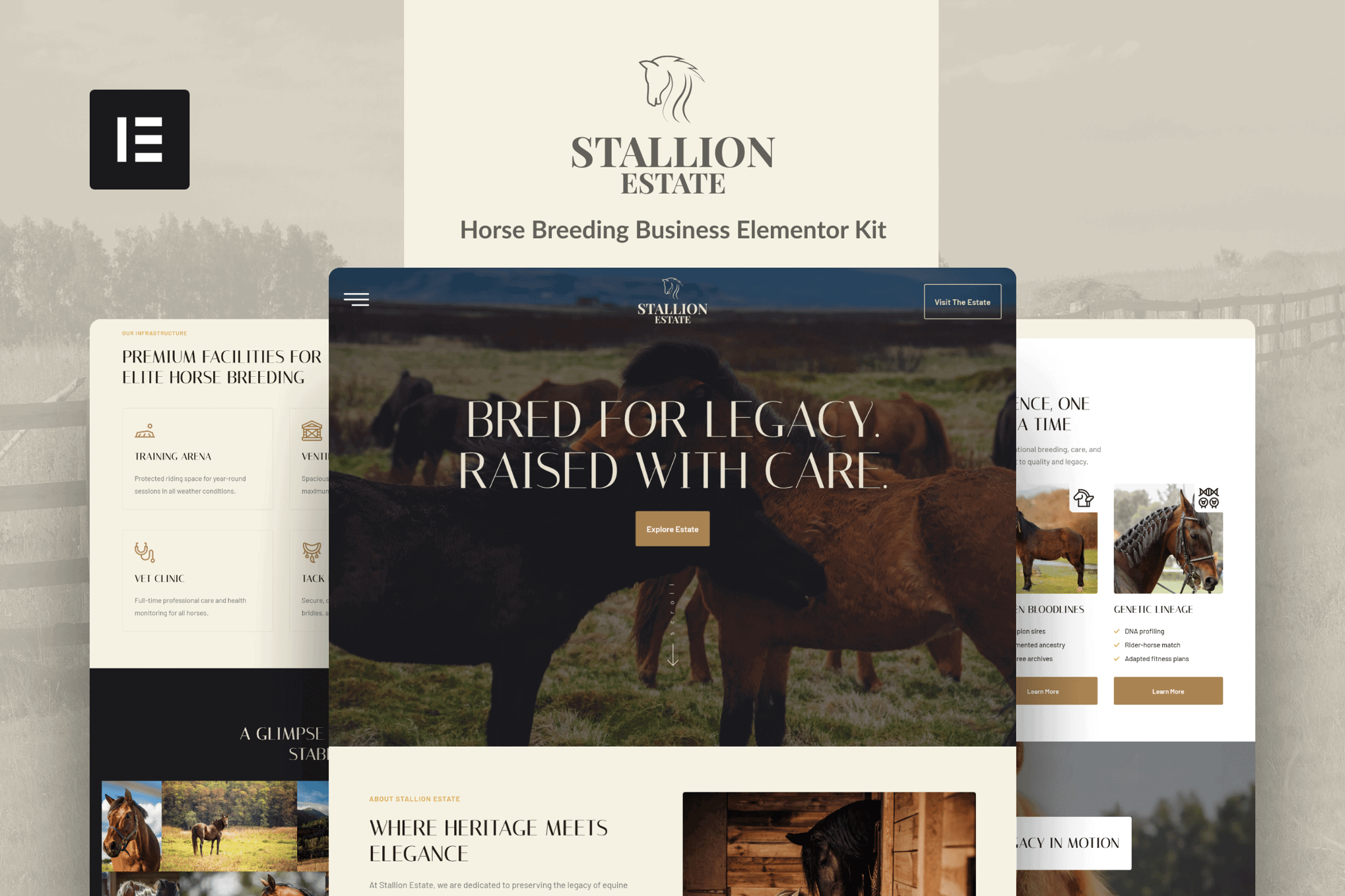 StallionEstate – Horse Breeding Business Elementor Pro Template Kit