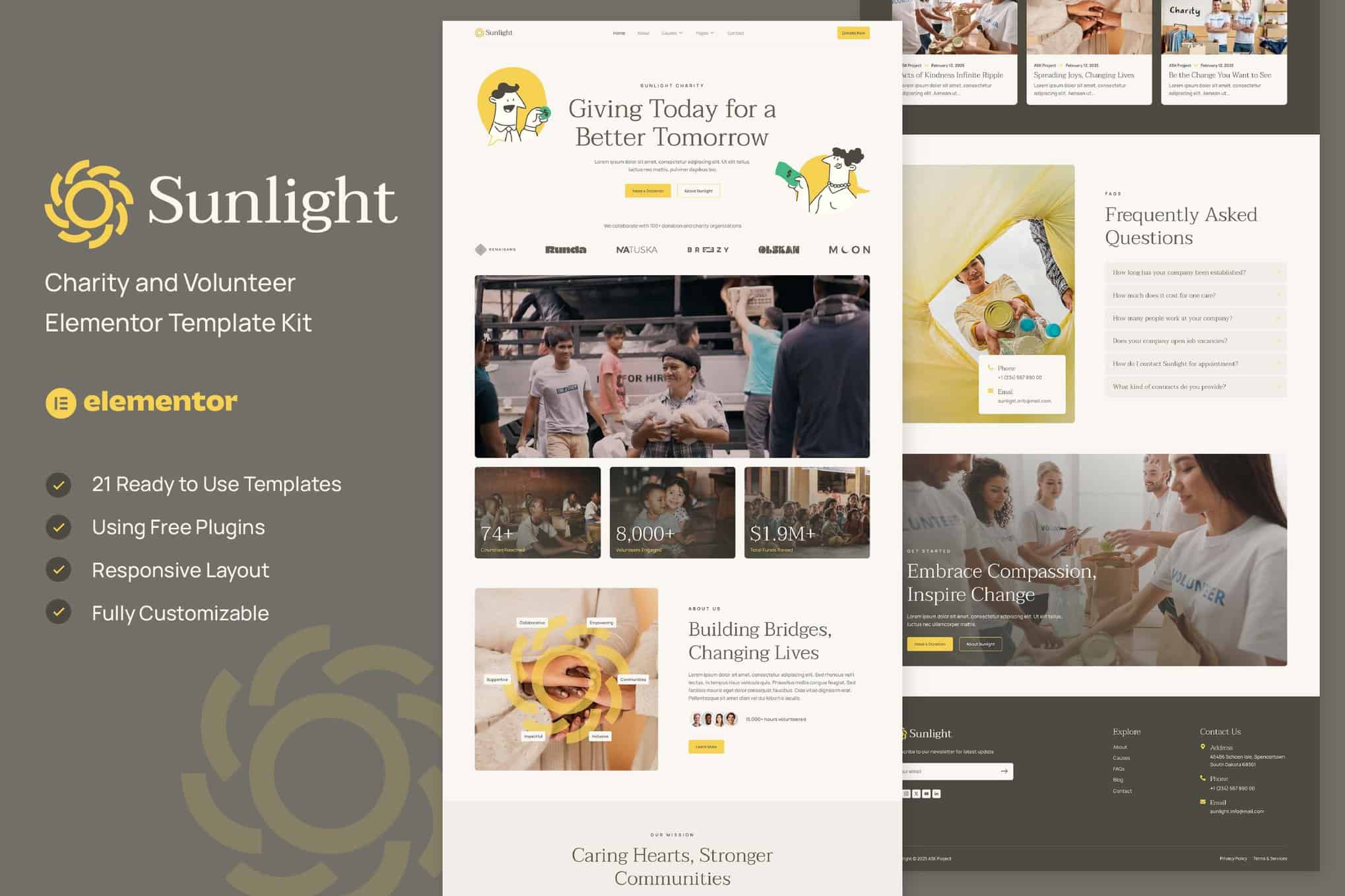 Sunlight – Charity and Volunteer Elementor Template Kit