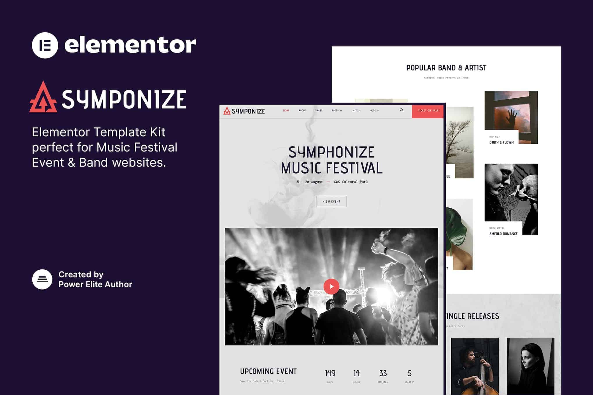 Symphonize - Music Festival Event & Band Elementor Template Kit