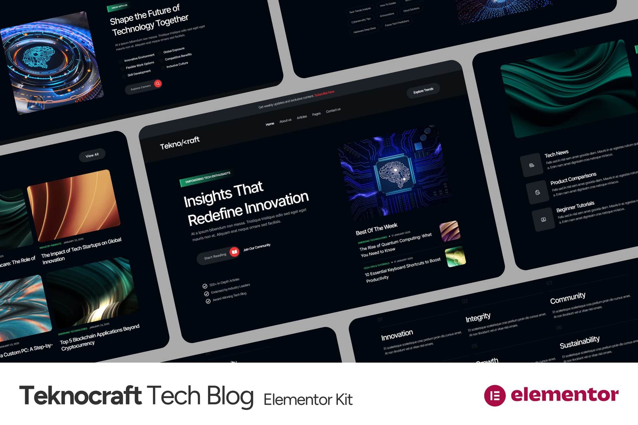 Teknocraft – Dark Theme Technology Blog Template Kit